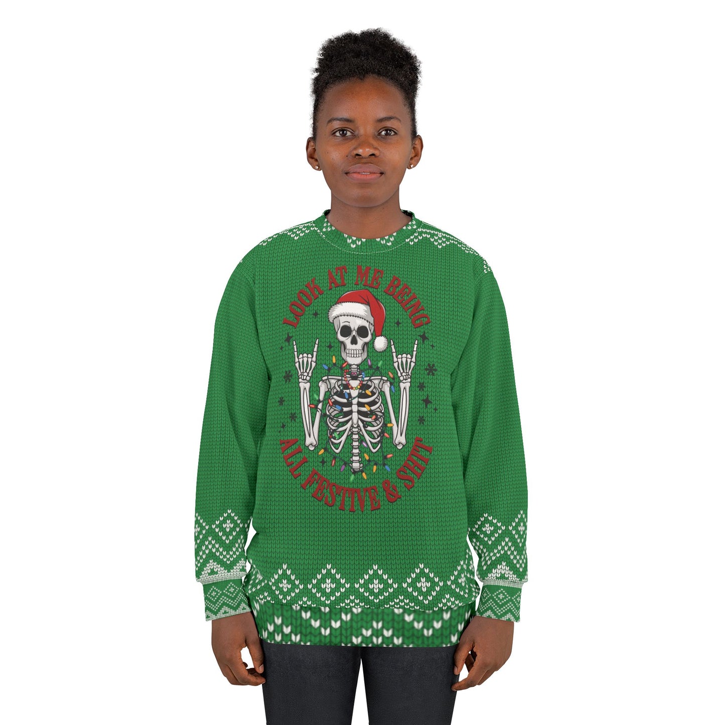UGLY Christmas Sweater - Skeleton - Happy and Shit