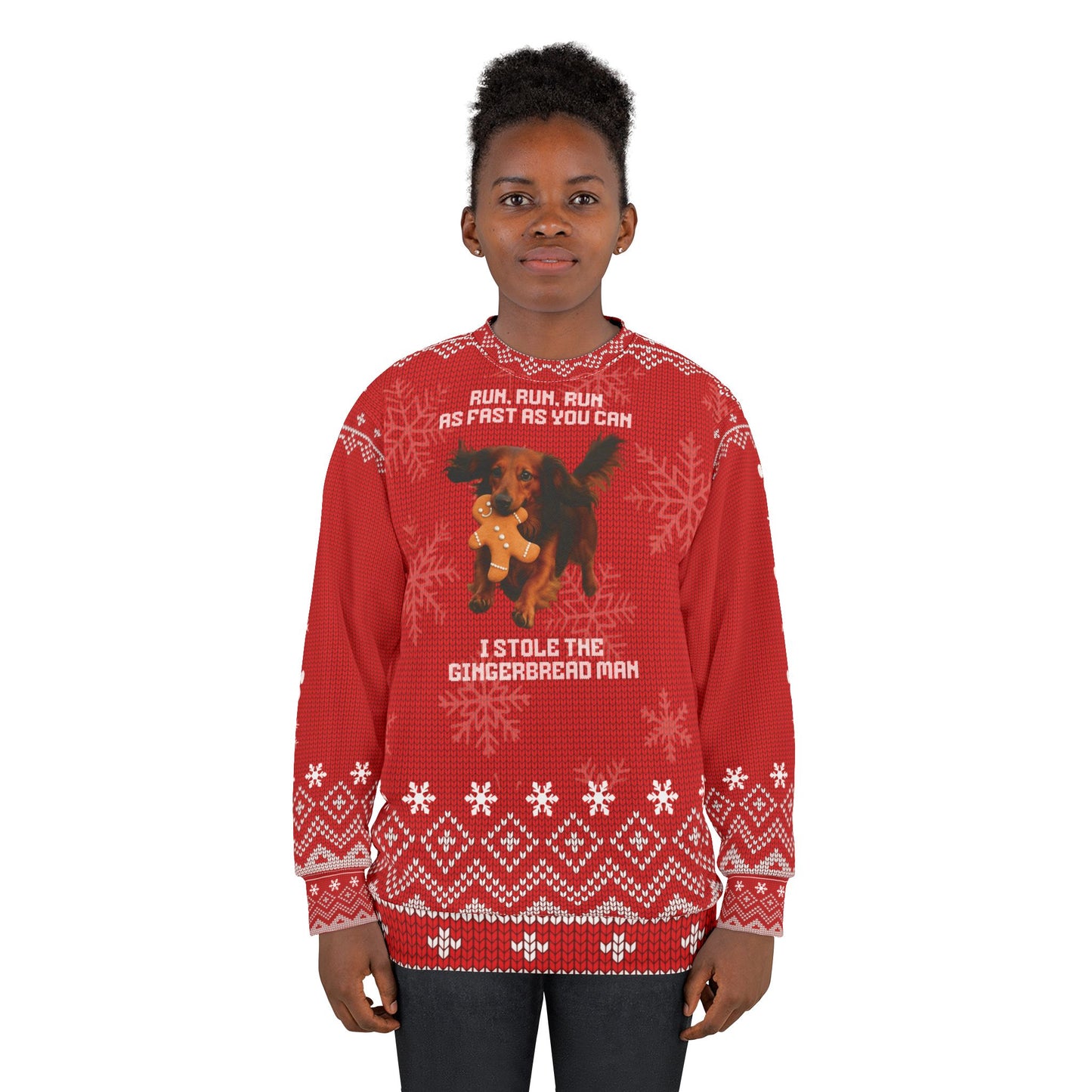 Dachshund Christmas Sweater • Funny Ugly Xmas Sweatshirt • Gingerbread Man Dog Sweater • Wiener Dog Holiday Shirt • Cute Doxie Gift