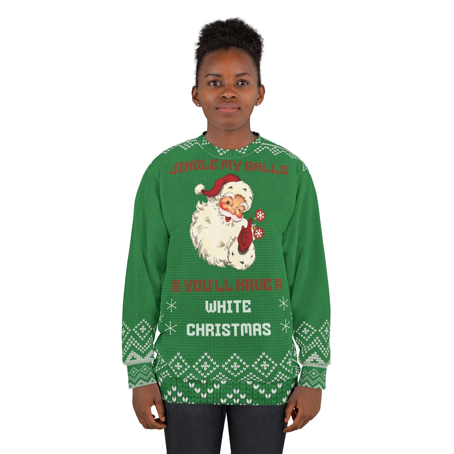 UGLY Christmas Sweater - MATURE - Santa White Christmas