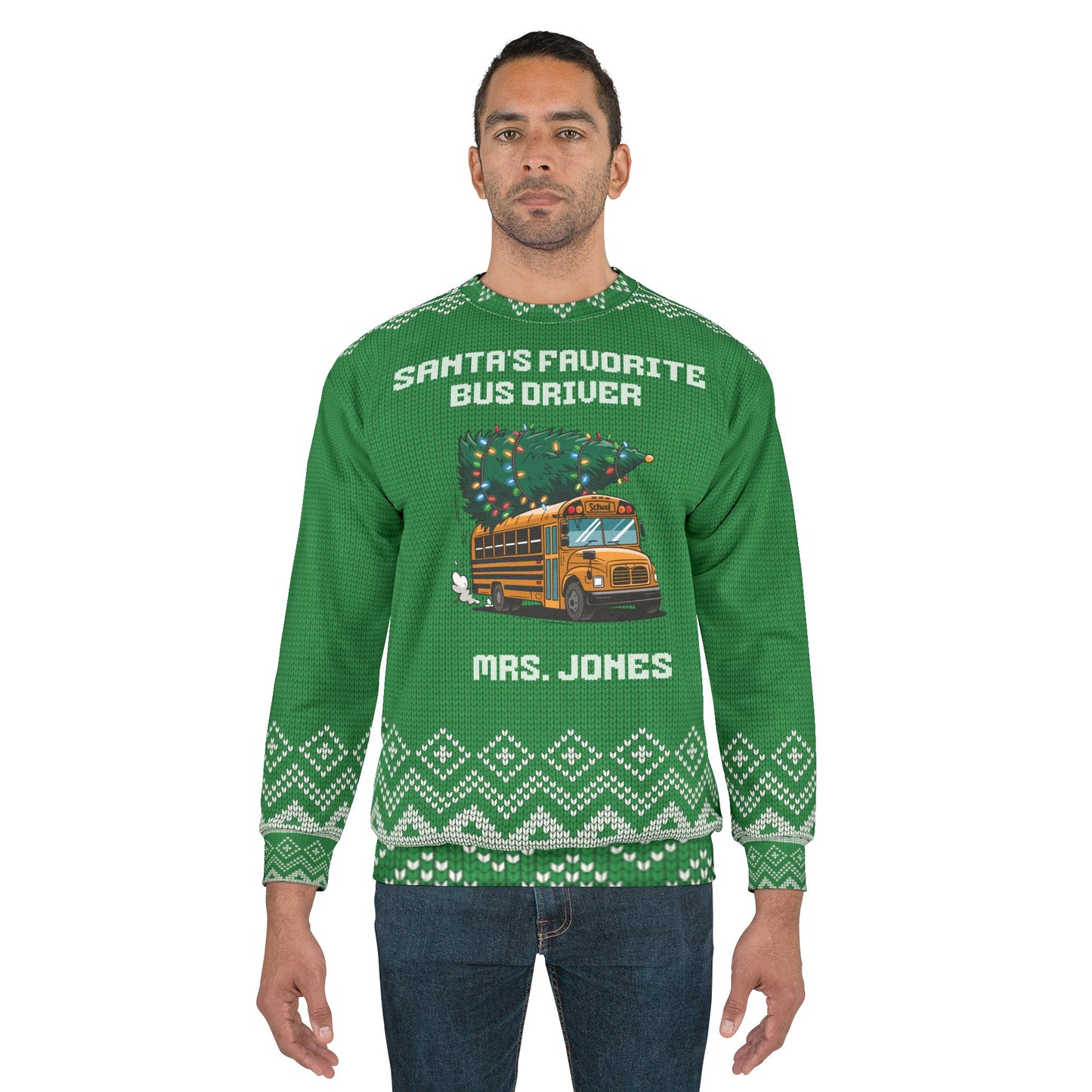 UGLY Christmas Sweater - School Bus Driver - Can Be Personalized