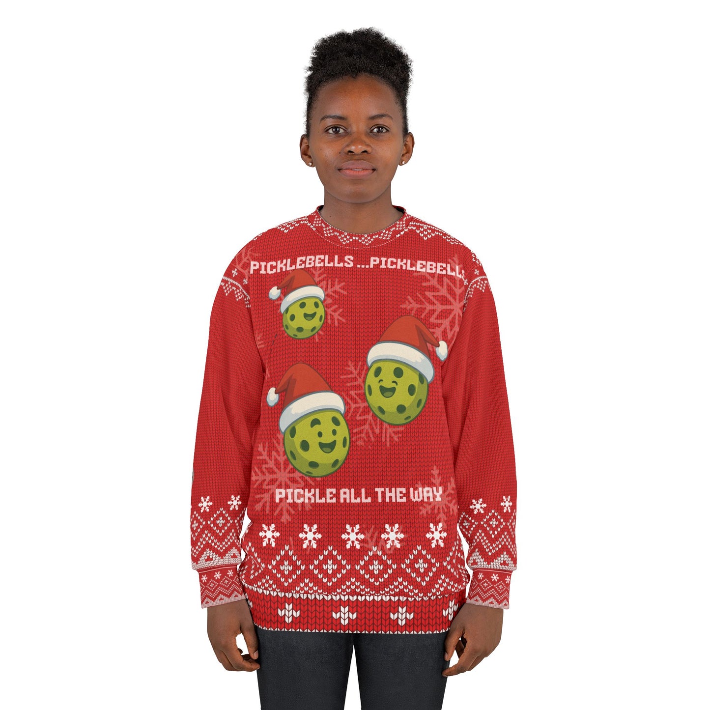 Picklebells Pickleball Ugly Christmas Sweater • Funny Pickleball Holiday Sweatshirt • Pickle All the Way Dinkmas Gift