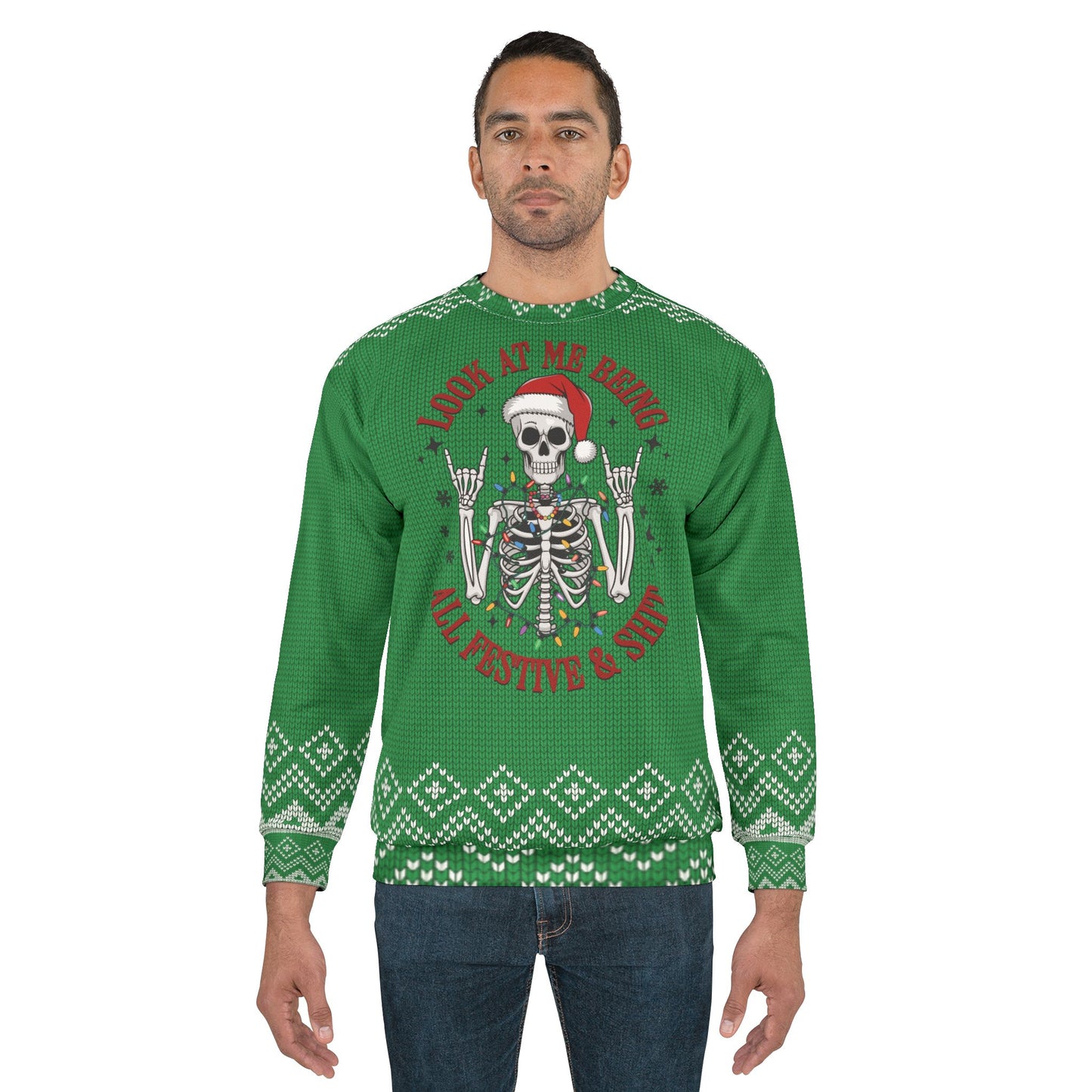 UGLY Christmas Sweater - Skeleton - Happy and Shit