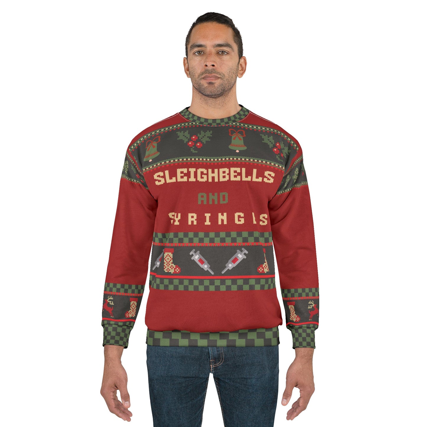 UGLY Christmas Sweater -NURSE - Sleighbells and Syringes