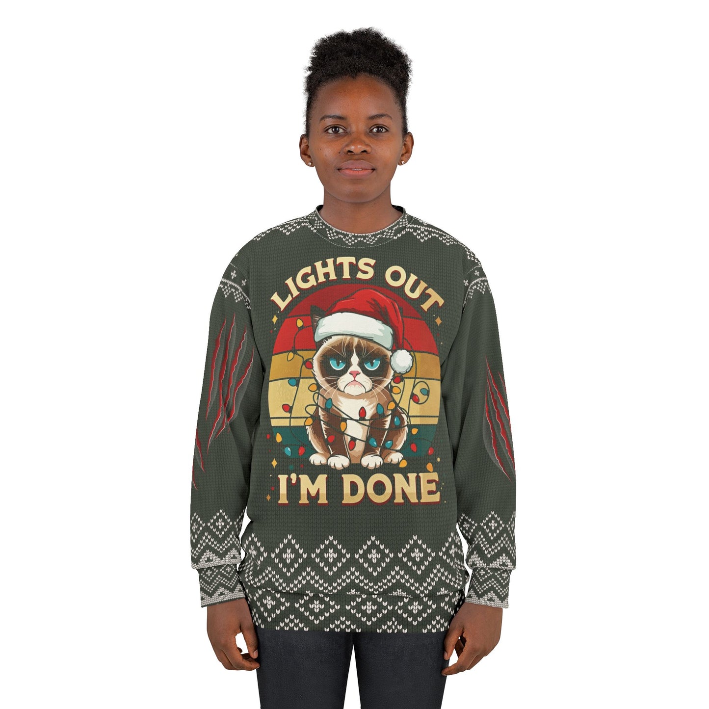 UGLY Christmas Sweater - ANGRY CAT - I'm Done