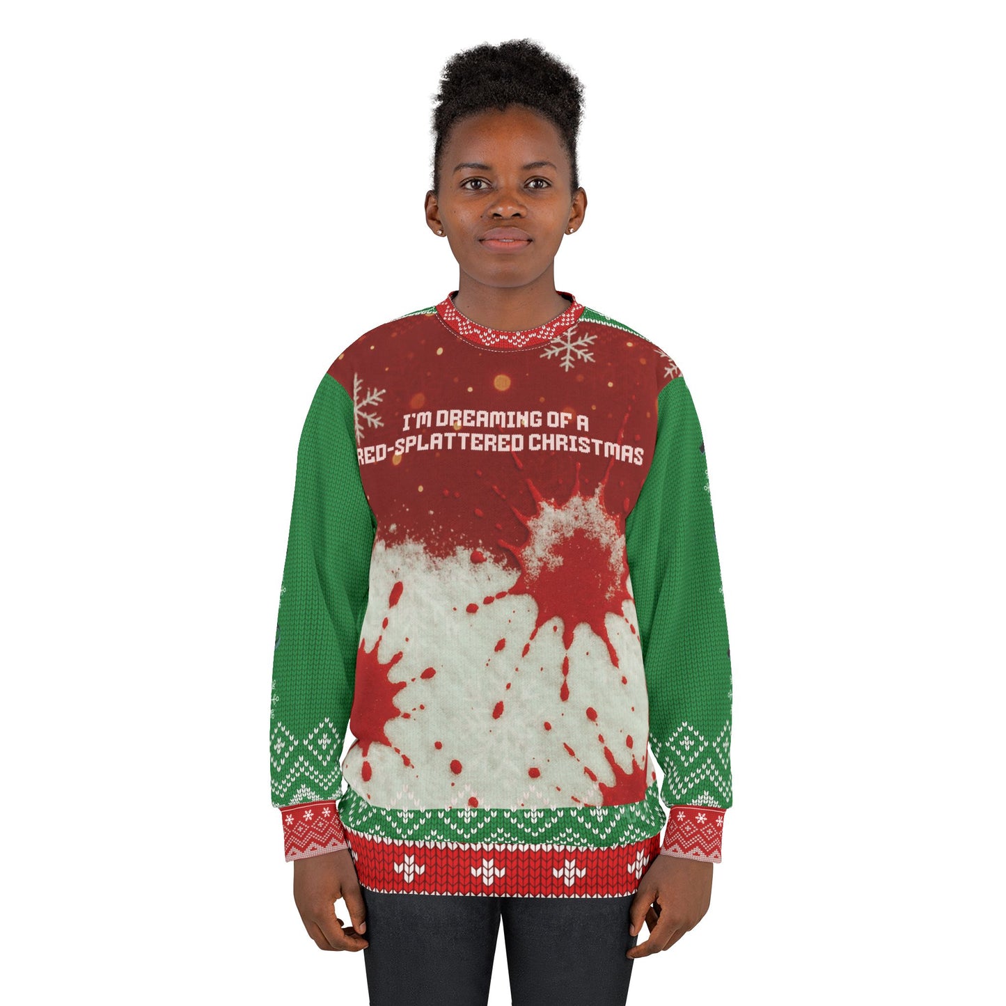 True Crime Christmas Sweater • “Red-Splattered Christmas” Sweatshirt • Dark Humor Xmas Sweater • Funny Crime Show Holiday Gift