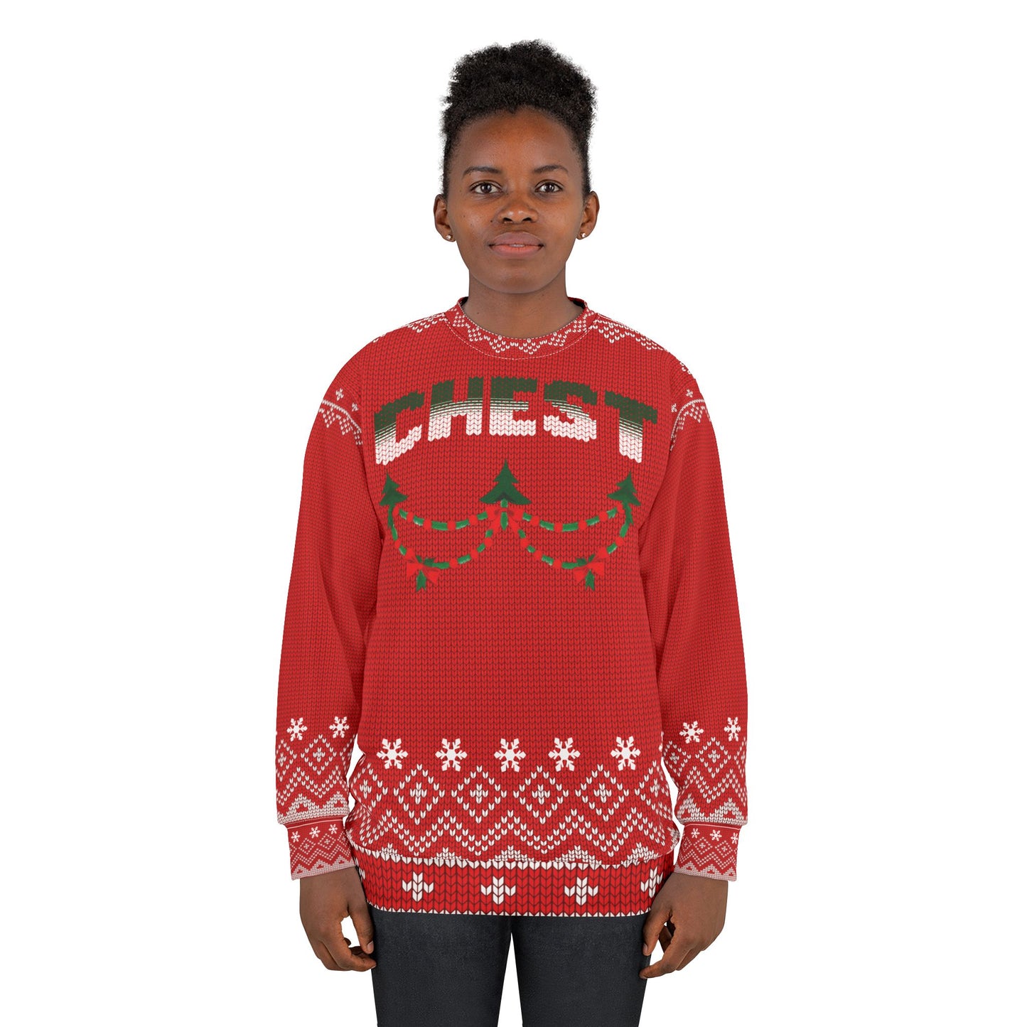 Couples Ugly Christmas Sweater - MATURE - "CHEST" ... goes with "NUTS"