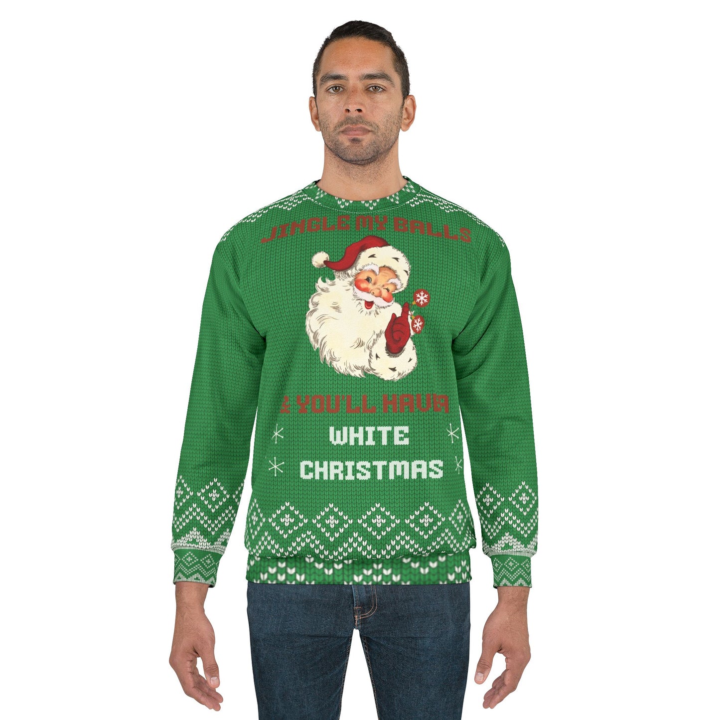 UGLY Christmas Sweater - MATURE - Santa White Christmas