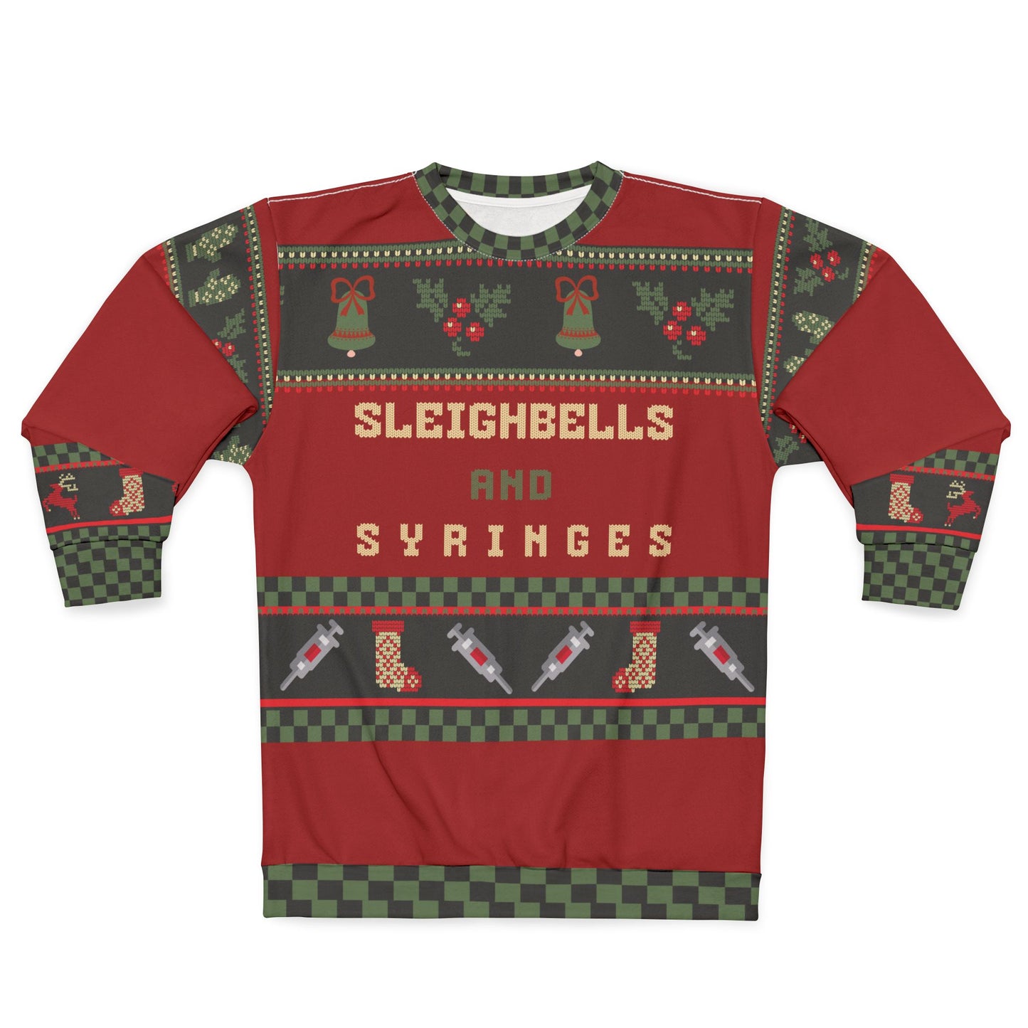 UGLY Christmas Sweater -NURSE - Sleighbells and Syringes