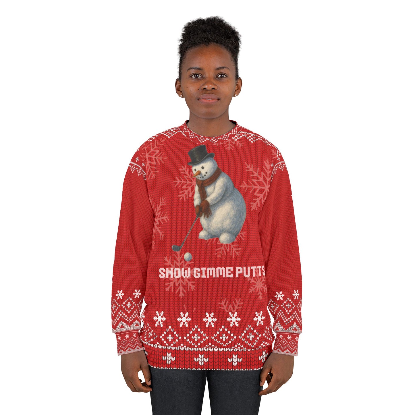 Snow Gimme Putts Ugly Christmas Sweater – Funny Golf Christmas Sweatshirt | Holiday Sweater for Golfers & Christmas Gift