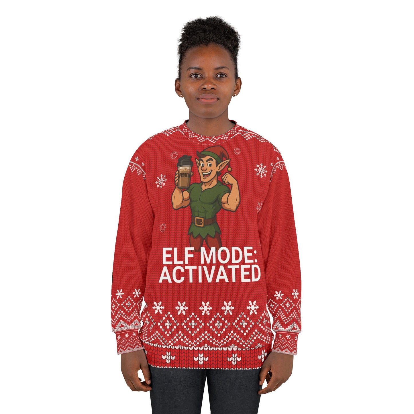 “Elf Mode: Activated” – Funny CrossFit Ugly Christmas Sweater / Sweatshirt