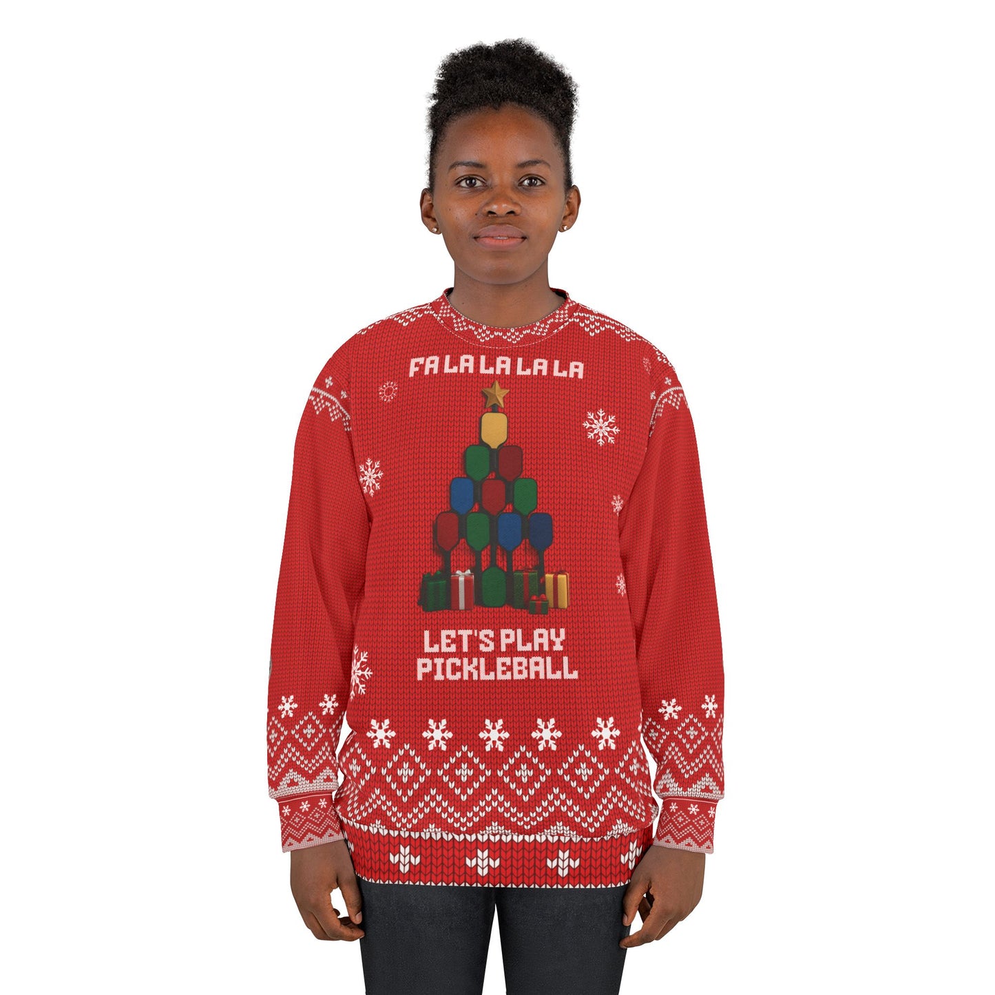 Funny Pickleball Ugly Christmas Sweater | Fa La La La La Let’s Play Pickleball Sweatshirt | Holiday Gift for Pickleball Players