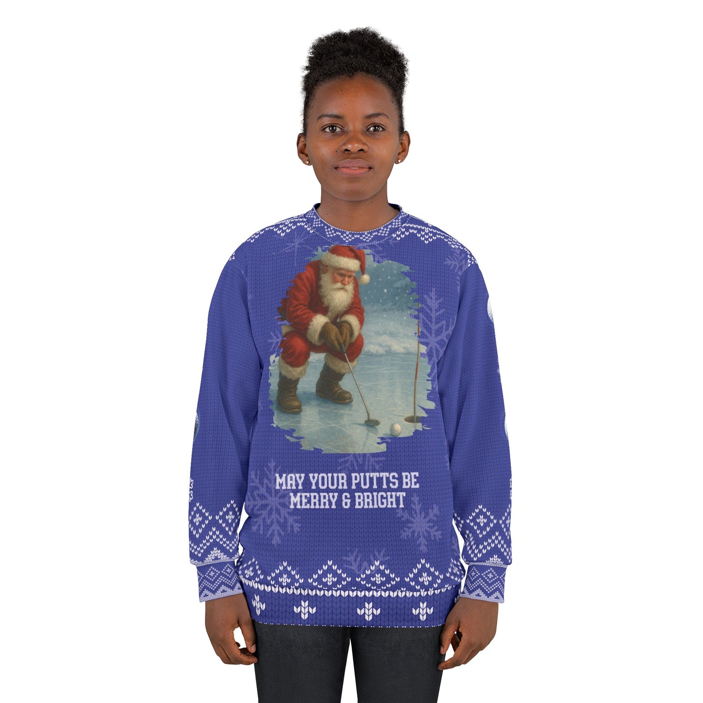 May Your Putts Be Merry & Bright Ugly Christmas Sweater – Funny Golf Christmas Sweatshirt | Holiday Sweater for Golfers & Festive Gift for Him or Her