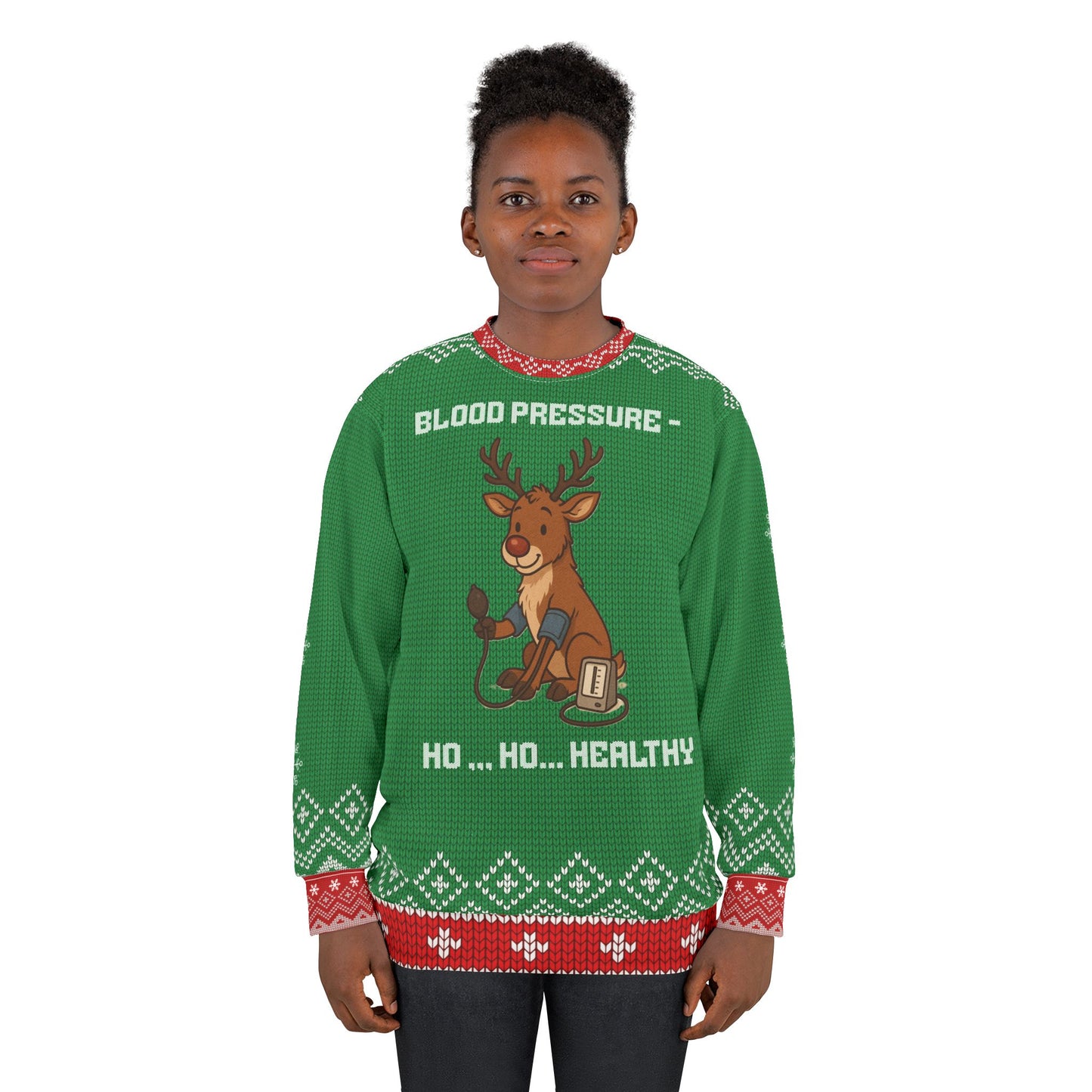 Blood Pressure Ho Ho Healthy Christmas Sweater | Reindeer Nurse Medical Ugly Xmas Sweater | Funny RN LPN CNA Holiday Gift