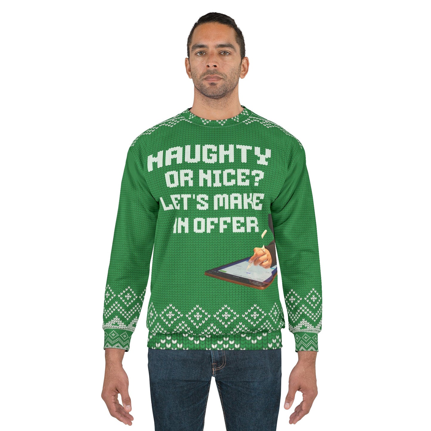 UGLY Christmas Sweater -REAL ESTATE - Naughty or Nice .... Let's Make an Offer