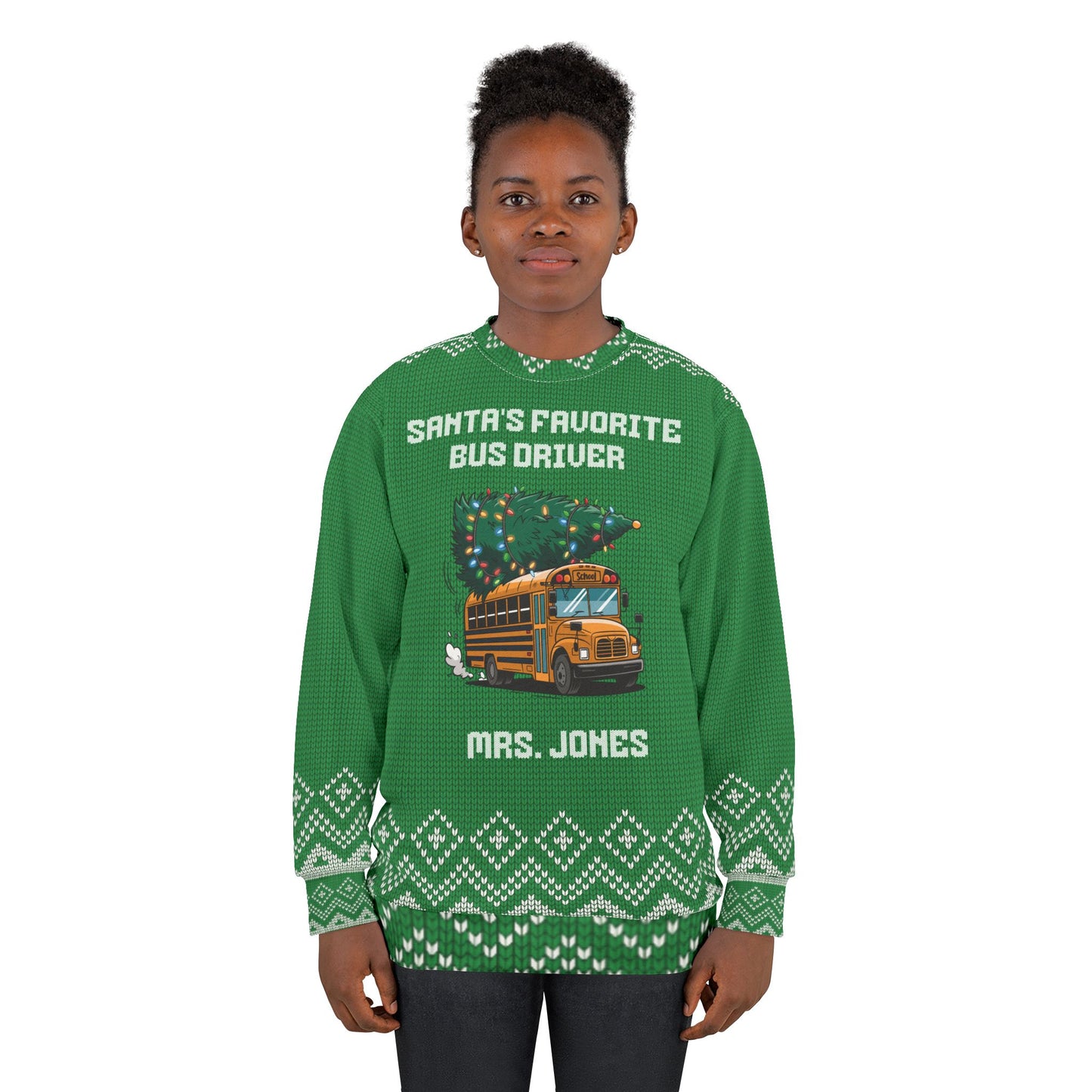UGLY Christmas Sweater - School Bus Driver - Can Be Personalized