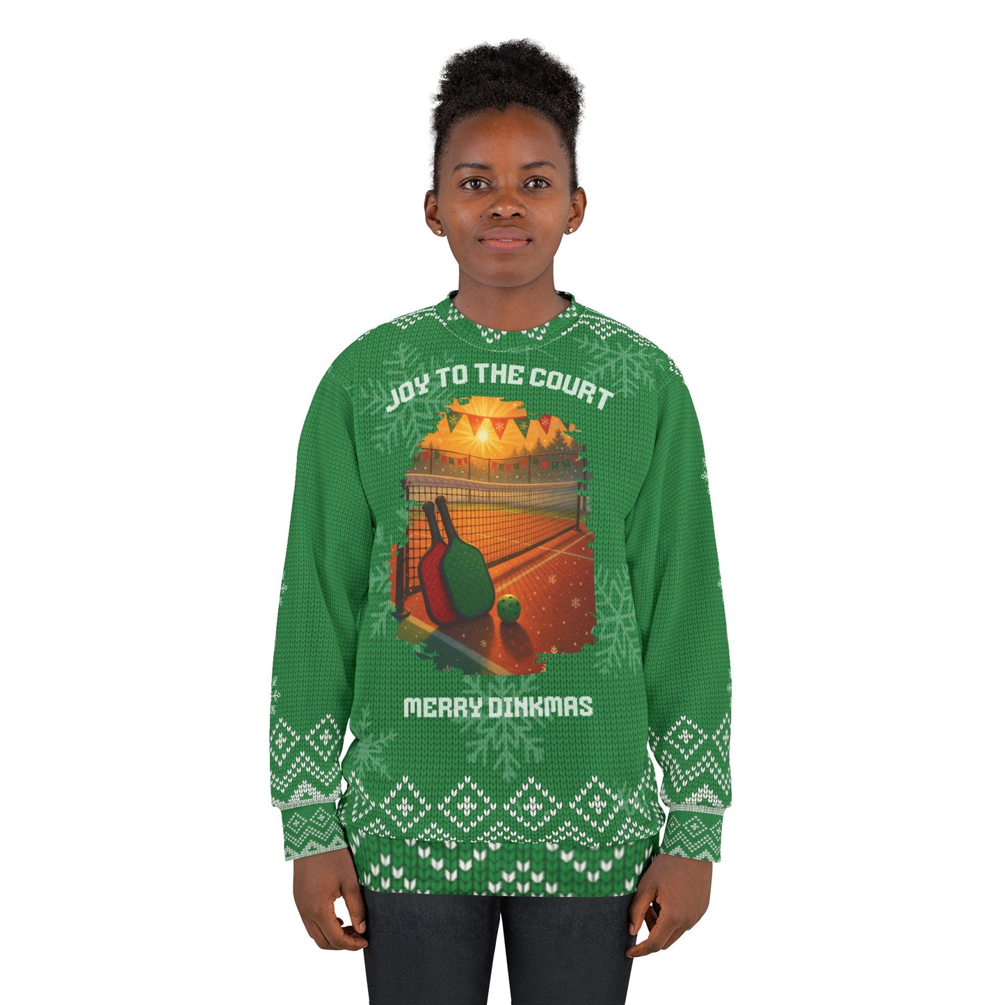 Funny Pickleball Ugly Christmas Sweater | Joy to the Court Merry Dinkmas Sweatshirt | Holiday Gift for Pickleball Players & Fans