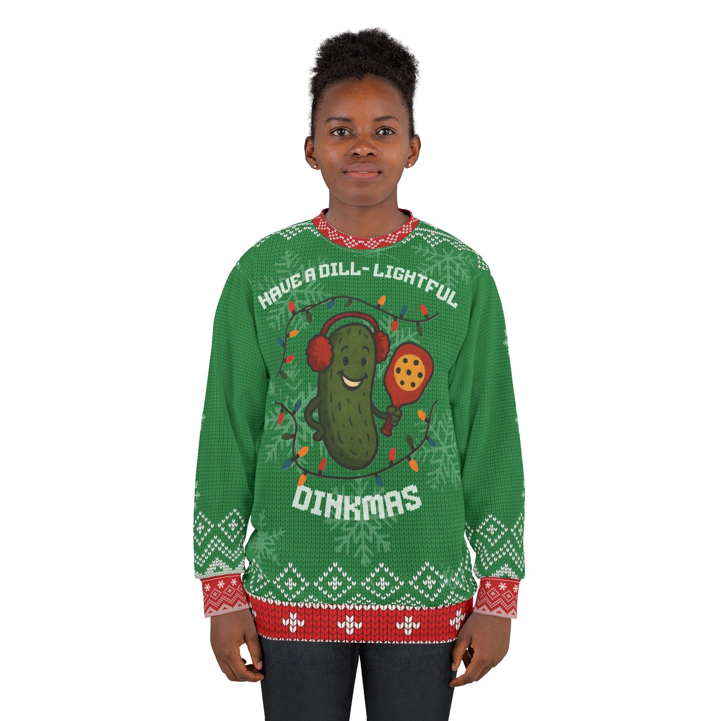 Funny Pickleball Ugly Christmas Sweater | Have a Dill-Lightful Dinkmas Sweatshirt | Holiday Gift for Pickleball Players & Fans