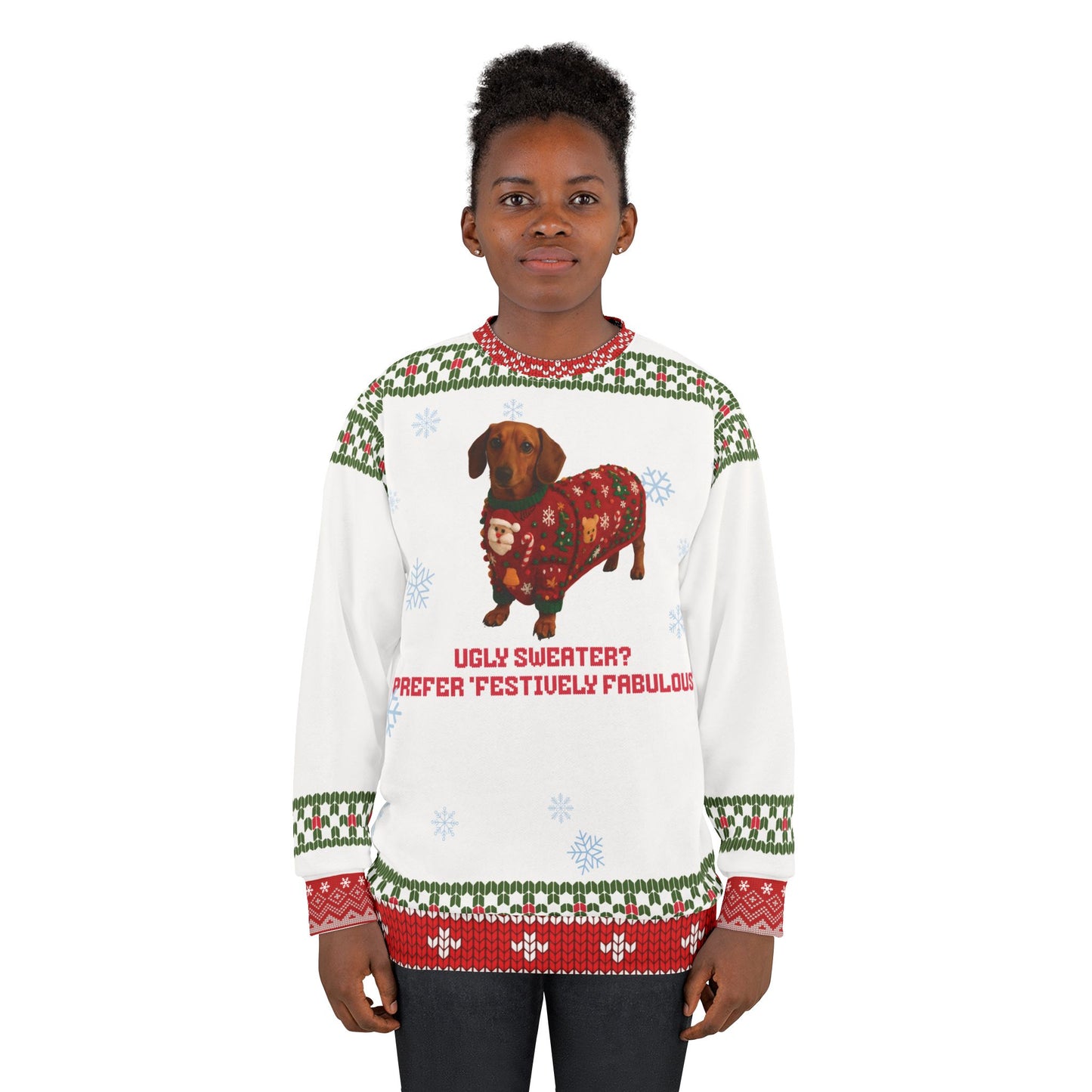 Dachshund Christmas Sweater • Funny Ugly Xmas Sweatshirt • Wiener Dog Holiday Sweater • Festively Fabulous Doxie Gift • Dog Lover Shirt