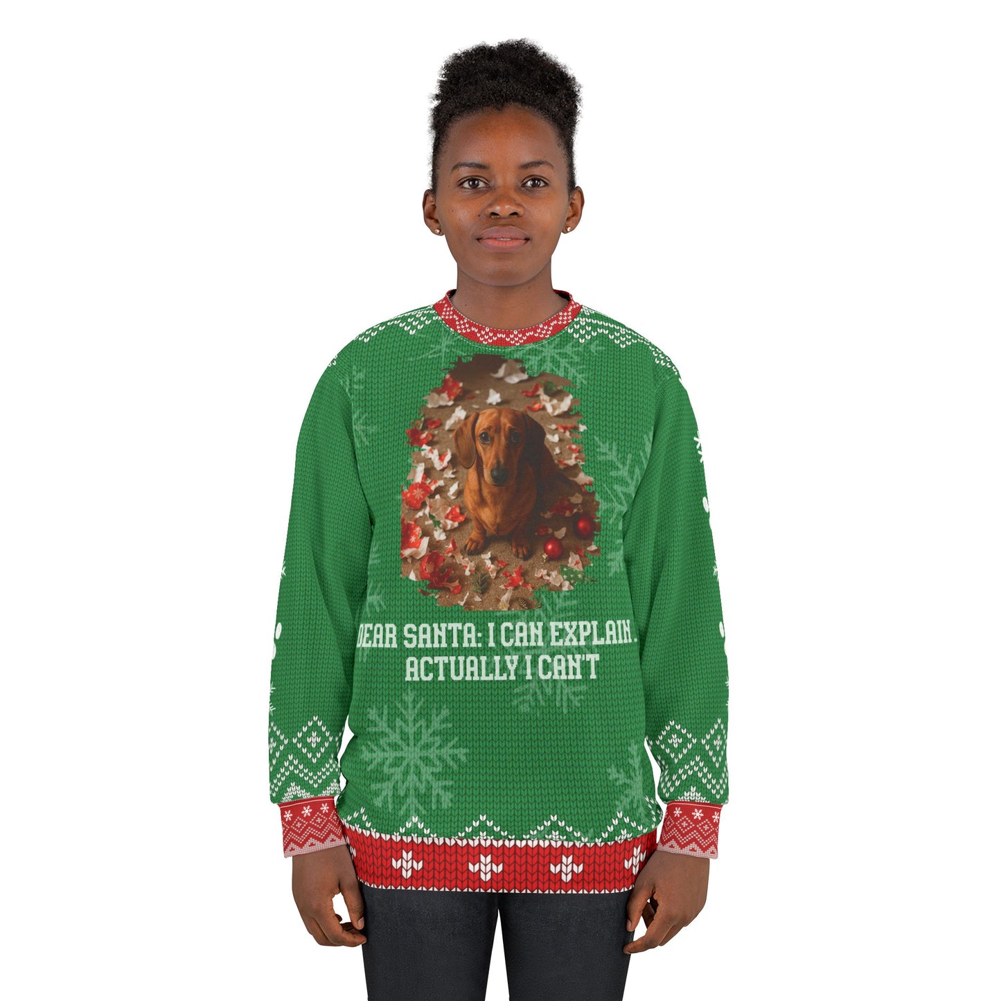 Dachshund Christmas Sweater • Funny “Dear Santa I Can’t Explain” Doxie Sweatshirt • Wiener Dog Holiday Sweater • Dog Lover Xmas Gift