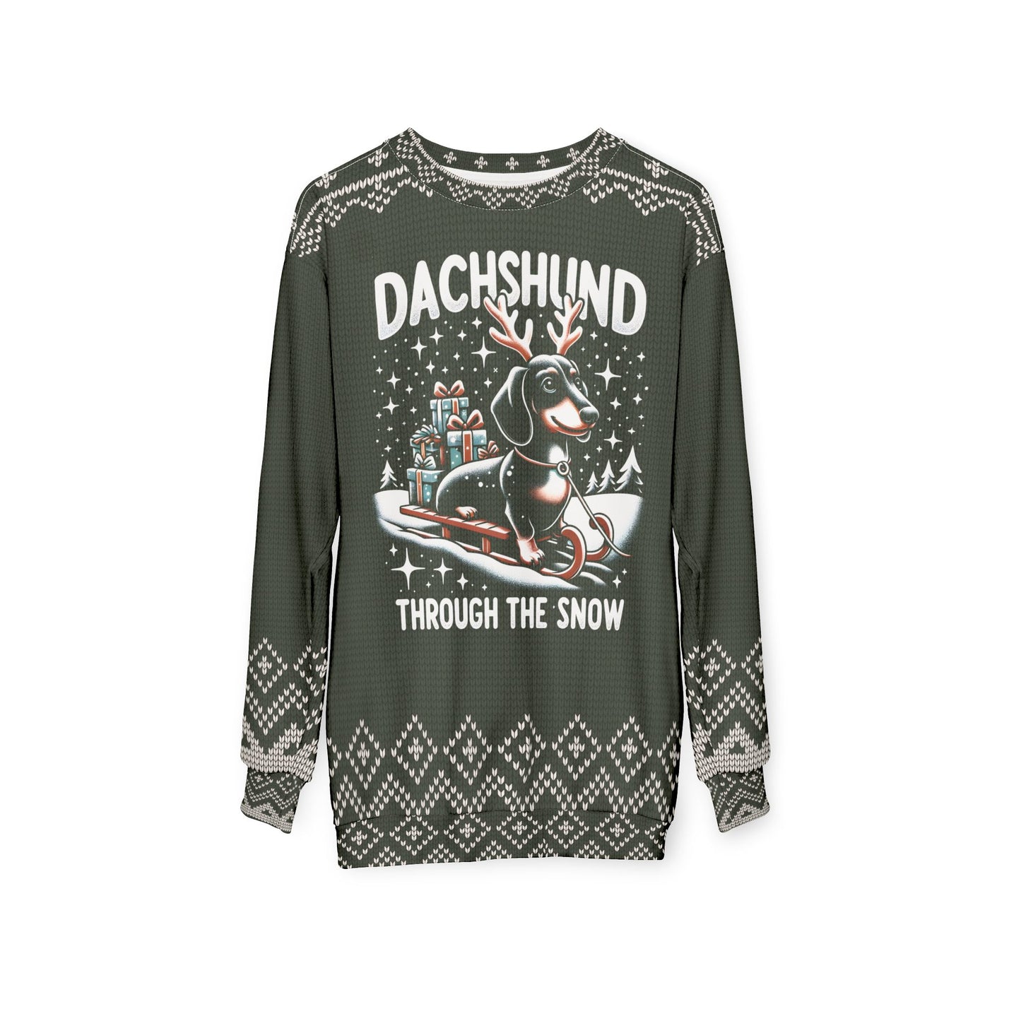 UGLY Christmas Sweater - DACHSHUND - Through the Snow