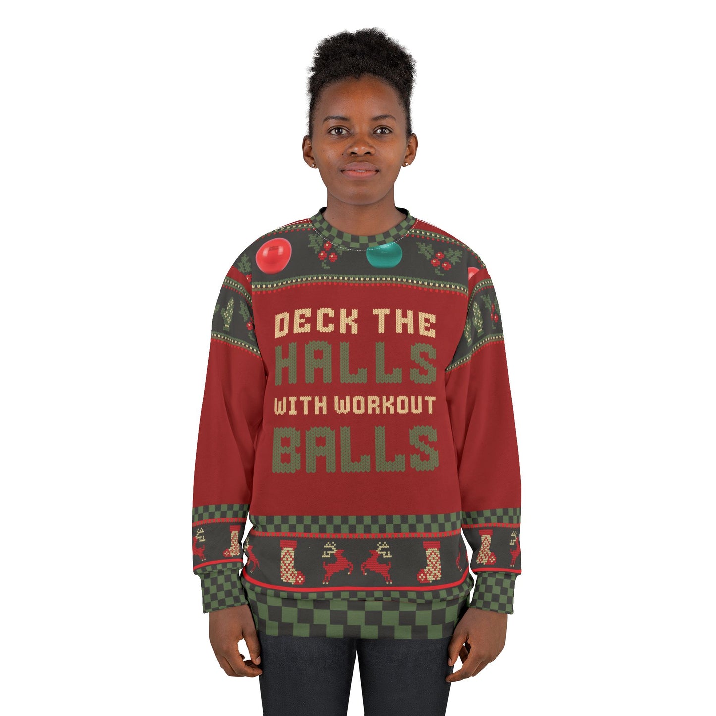 UGLY Christmas Sweater - Deck the Halls with Workout Balls