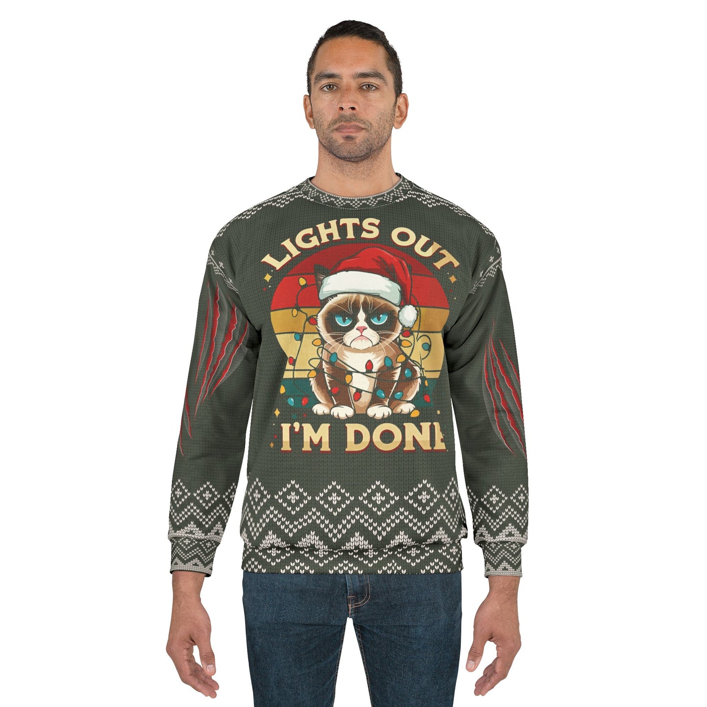 UGLY Christmas Sweater - ANGRY CAT - I'm Done