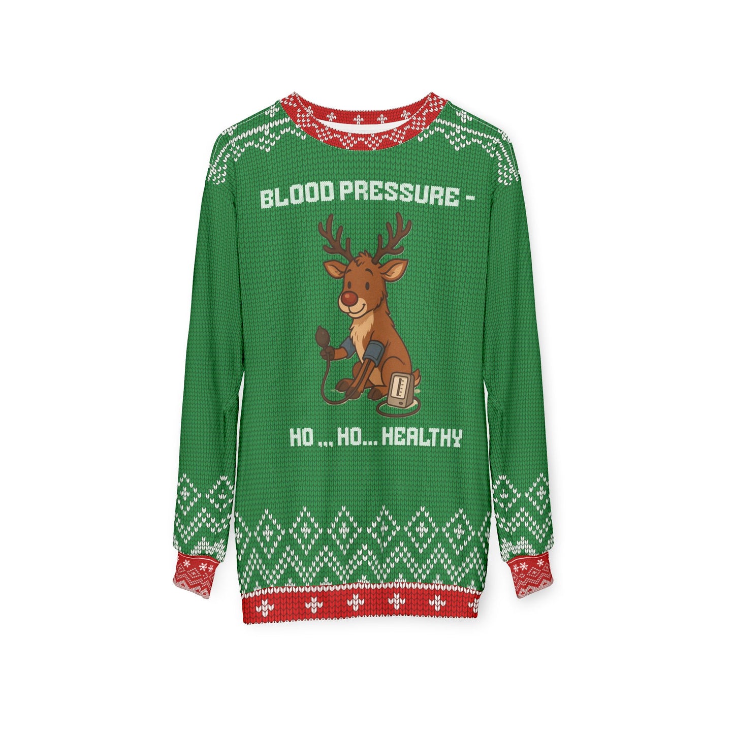 Blood Pressure Ho Ho Healthy Christmas Sweater | Reindeer Nurse Medical Ugly Xmas Sweater | Funny RN LPN CNA Holiday Gift