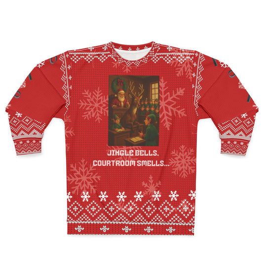 Funny Courtroom Christmas Sweater • “Jingle Bells, Courtroom Smells” Sweatshirt • True Crime Holiday Sweater • Lawyer & Judge Xmas Gift
