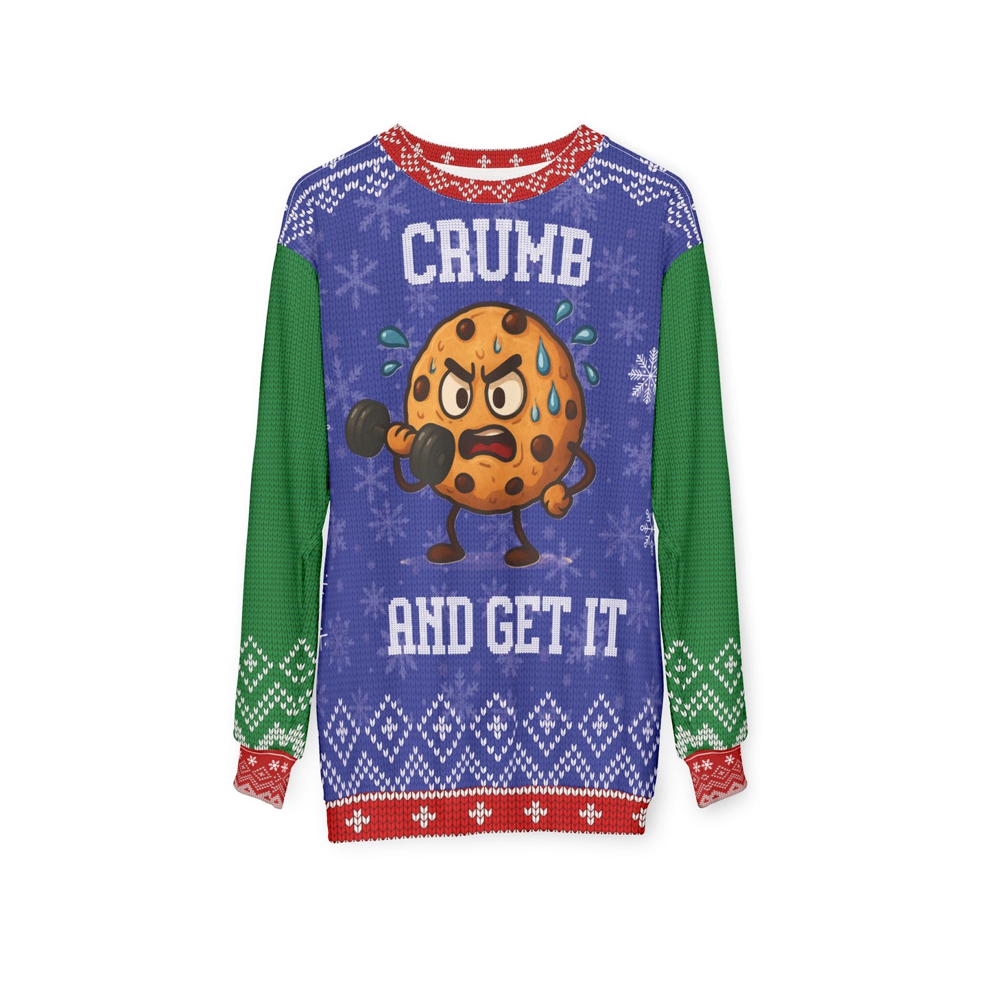 Crumb and Get It Funny CrossFit Ugly Christmas Sweater – Gym Lover Holiday Sweatshirt, Cookie Workout Xmas Gift, Fitness Ugly Sweater for Men & Women