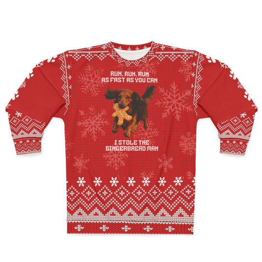 Dachshund Christmas Sweater • Funny Ugly Xmas Sweatshirt • Gingerbread Man Dog Sweater • Wiener Dog Holiday Shirt • Cute Doxie Gift