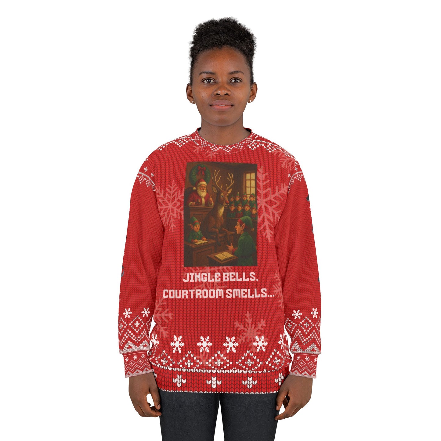 Funny Courtroom Christmas Sweater • “Jingle Bells, Courtroom Smells” Sweatshirt • True Crime Holiday Sweater • Lawyer & Judge Xmas Gift