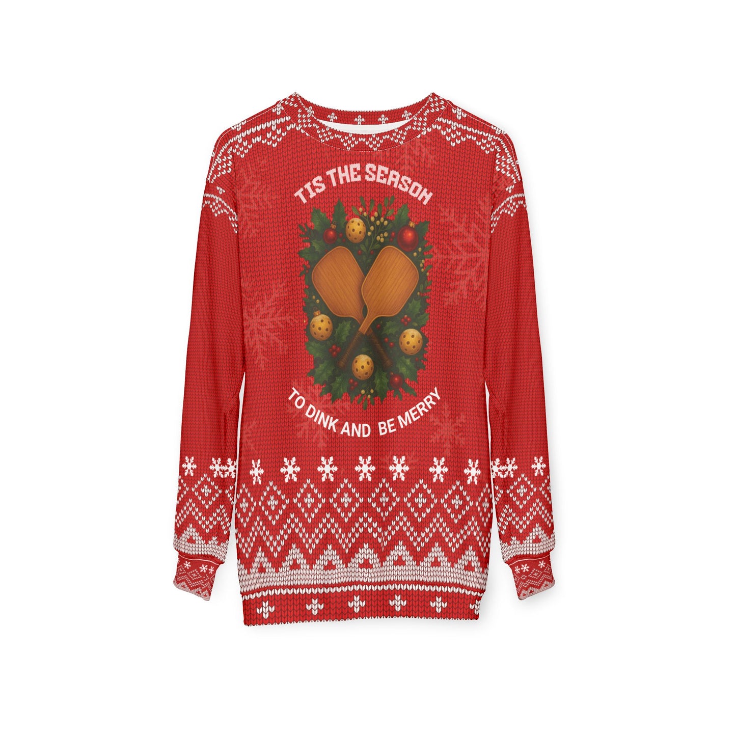 Funny Pickleball Ugly Christmas Sweater | ’Tis the Season to Dink and Be Merry Sweatshirt | Holiday Gift for Pickleball Players