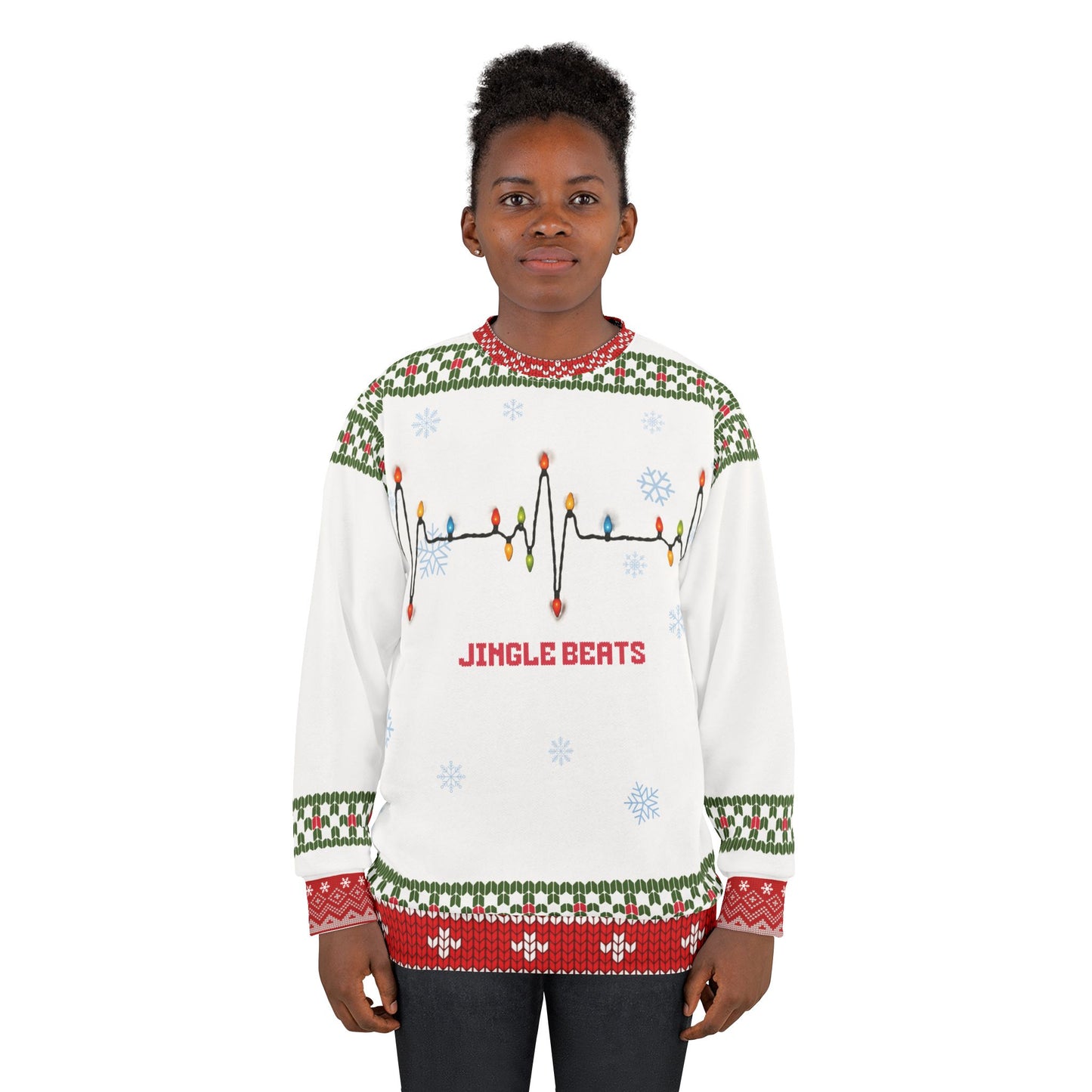 Jingle Beats Nurse Christmas Sweater | EKG Light Strand Medical Ugly Xmas Sweater | Funny RN LPN CNA Holiday Sweatshirt