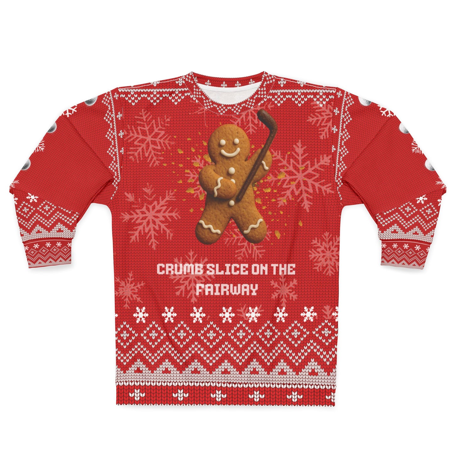 Crumb Slice on the Fairway Ugly Christmas Sweater – Funny Gingerbread Golf Christmas Sweatshirt | Holiday Sweater for Golfers & Christmas Gift for Him or Her