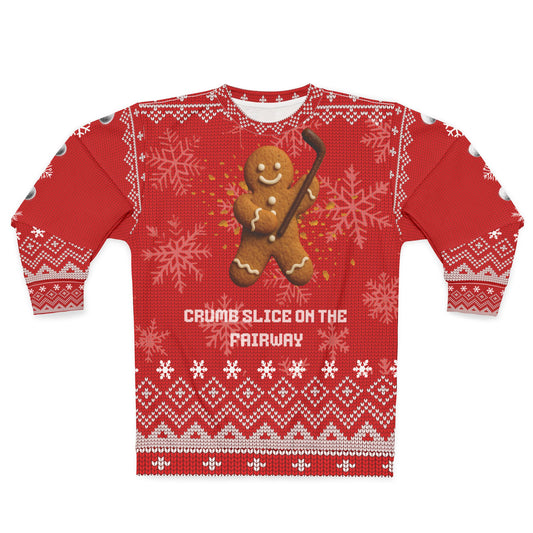Crumb Slice on the Fairway Ugly Christmas Sweater – Funny Gingerbread Golf Christmas Sweatshirt | Holiday Sweater for Golfers & Christmas Gift for Him or Her