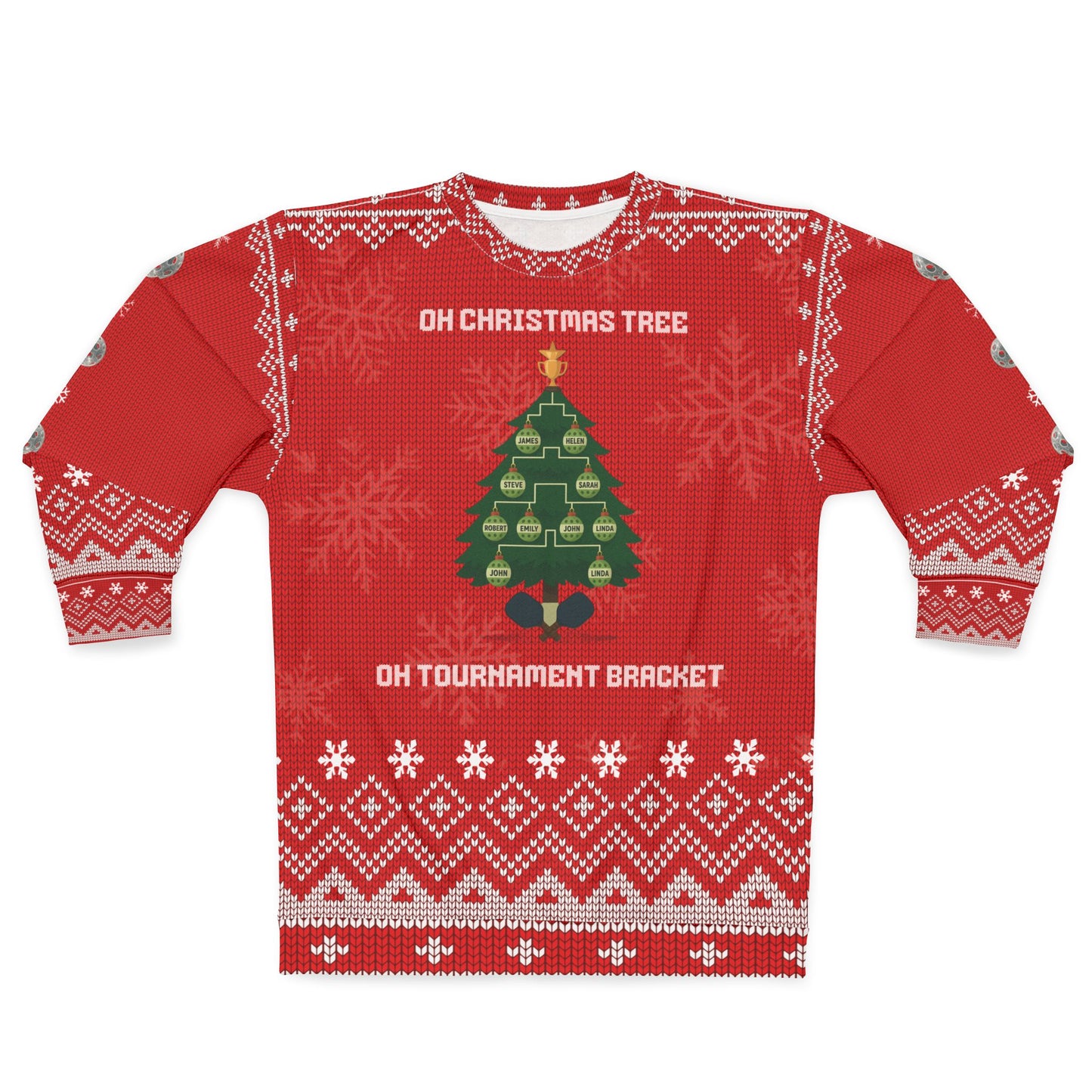 Funny Pickleball Ugly Christmas Sweater | Oh Christmas Tree Oh Tournament Bracket Sweatshirt | Holiday Gift for Pickleball Players