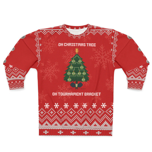 Funny Pickleball Ugly Christmas Sweater | Oh Christmas Tree Oh Tournament Bracket Sweatshirt | Holiday Gift for Pickleball Players