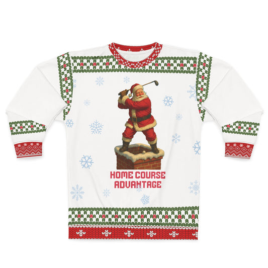 Home Course Advantage Ugly Christmas Sweater – Funny Golf Santa Christmas Sweatshirt | Holiday Sweater for Golfers & Golf Gift for Him or Her
