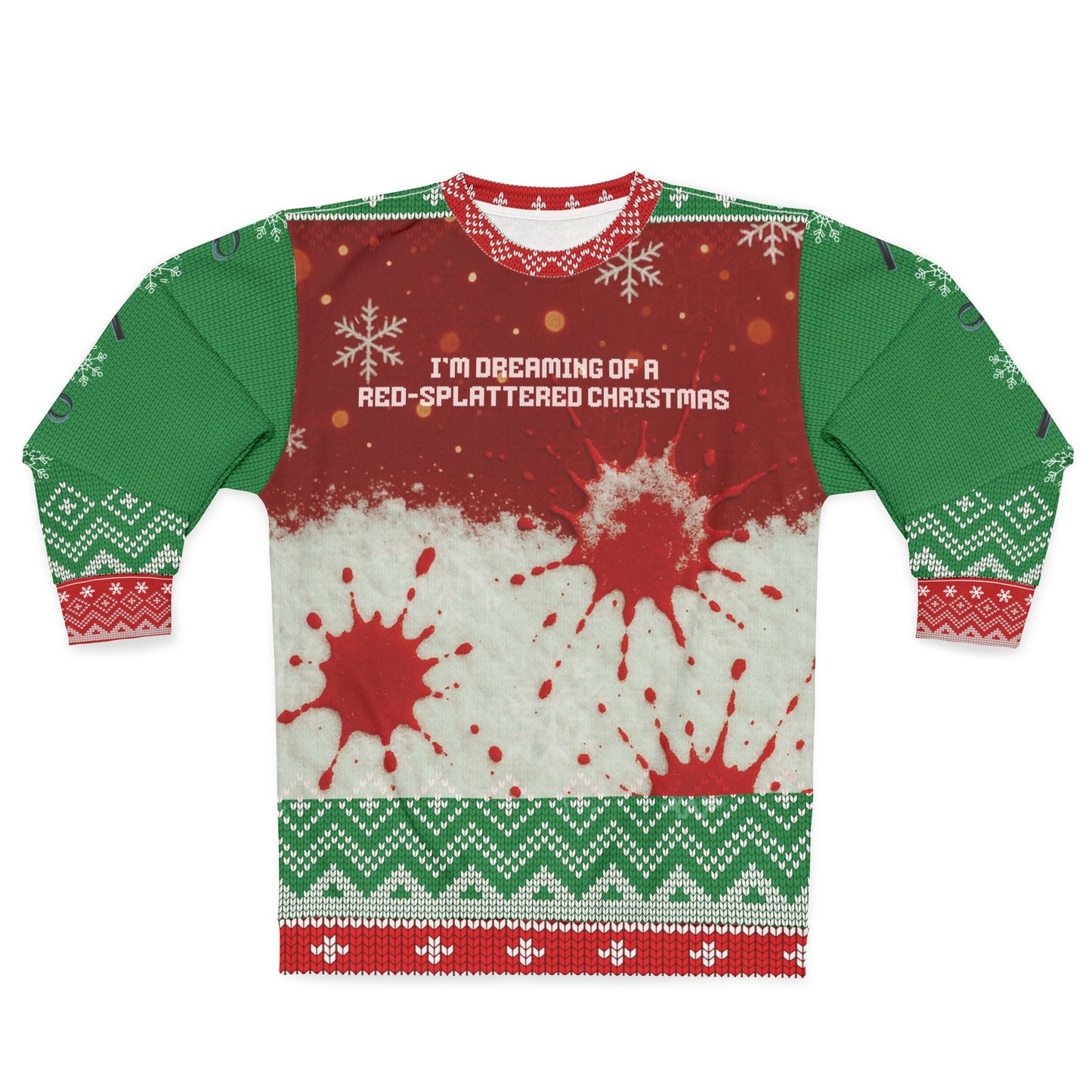 Crime Show Christmas Sweater • Red-Splattered Xmas Sweatshirt • Dark Humor Holiday Sweater • True Crime Fan Gift • Funny Winter Top
