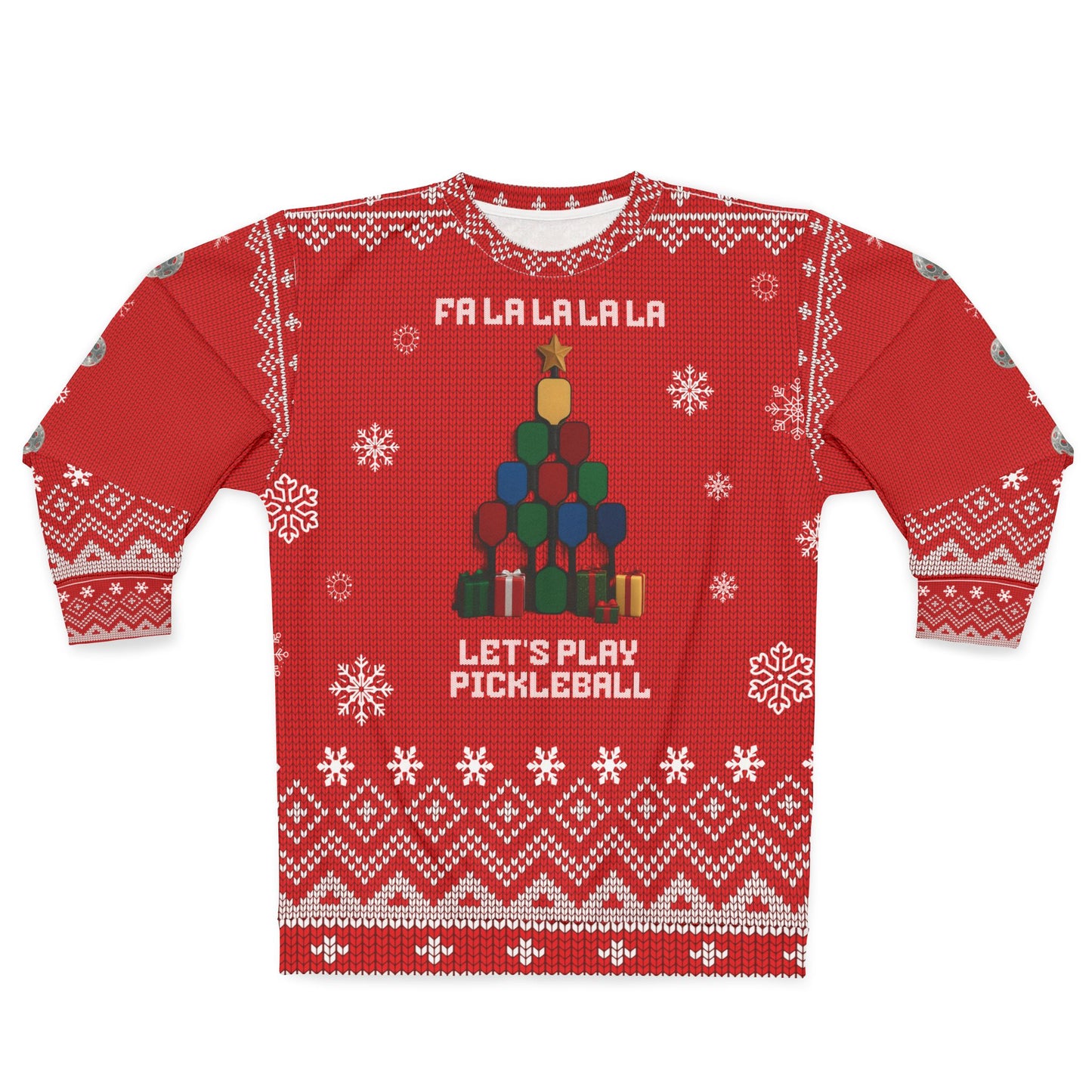 Funny Pickleball Ugly Christmas Sweater | Fa La La La La Let’s Play Pickleball Sweatshirt | Holiday Gift for Pickleball Players
