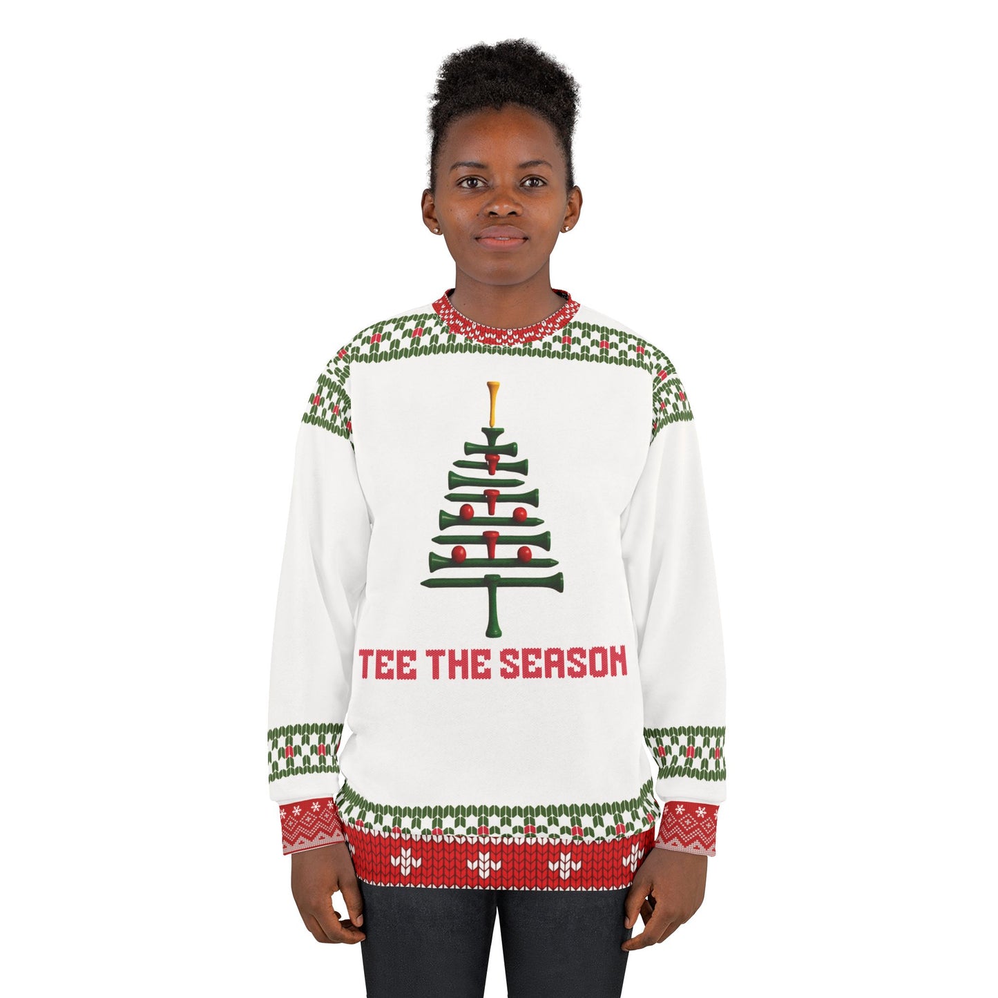 Tee the Season Ugly Christmas Sweater – Funny Golf Christmas Sweatshirt | Holiday Sweater for Golfers or Christmas Gift for Him or Her