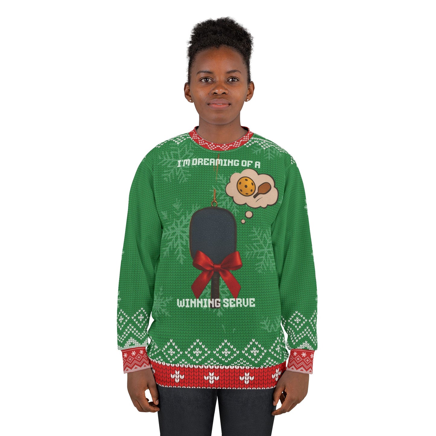 Funny Pickleball Ugly Christmas Sweater | I’m Dreaming of a Winning Serve Sweatshirt | Holiday Gift for Pickleball Players & Fans