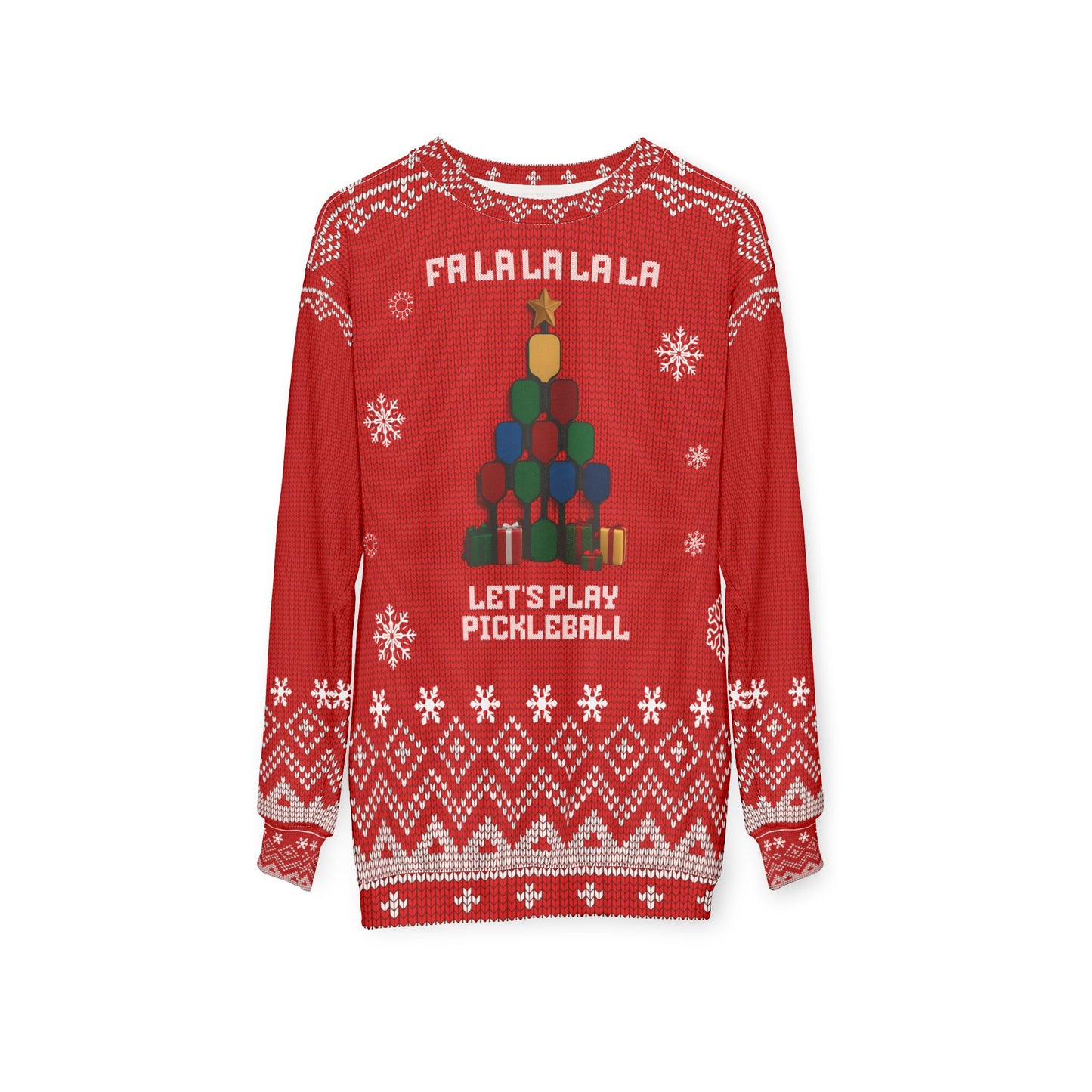 Funny Pickleball Ugly Christmas Sweater | Fa La La La La Let’s Play Pickleball Sweatshirt | Holiday Gift for Pickleball Players