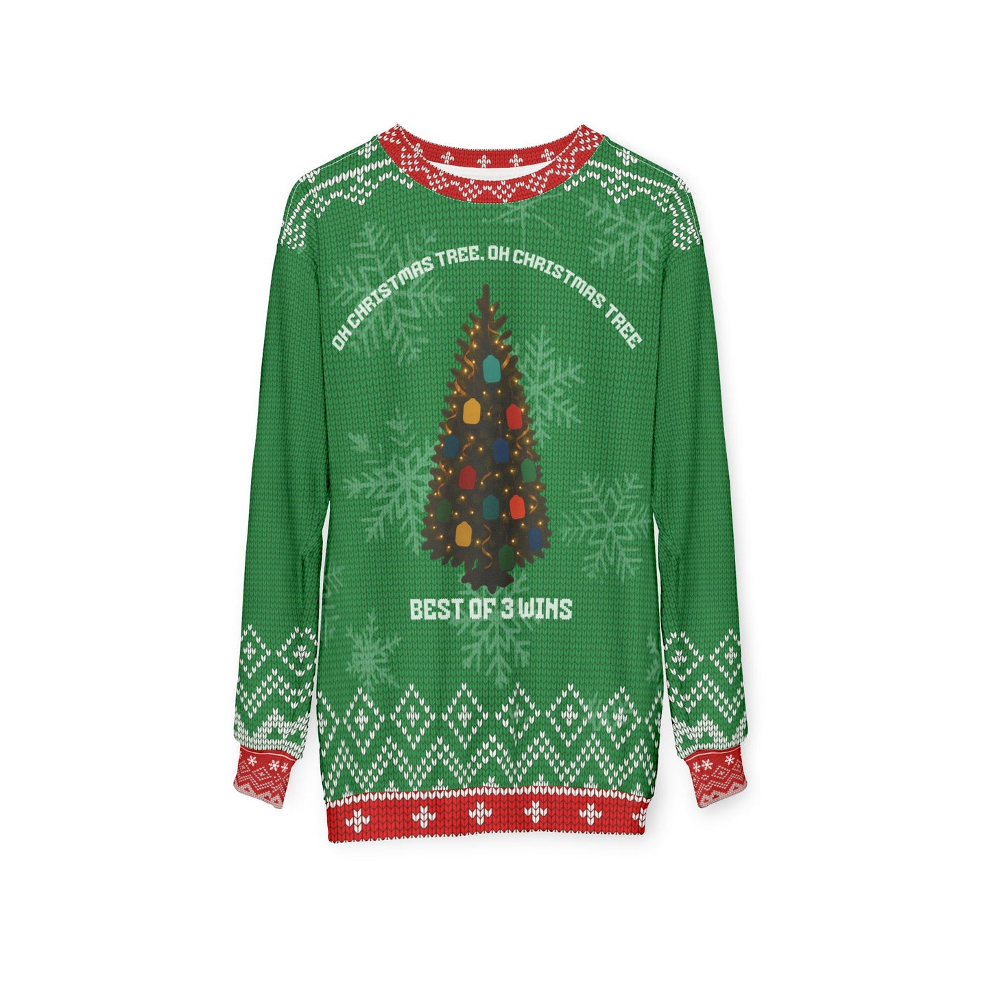 Funny Pickleball Ugly Christmas Sweater | Oh Christmas Tree Pickleball Lights Sweatshirt | Best of 3 Wins Holiday Gift for Pickleball Lovers