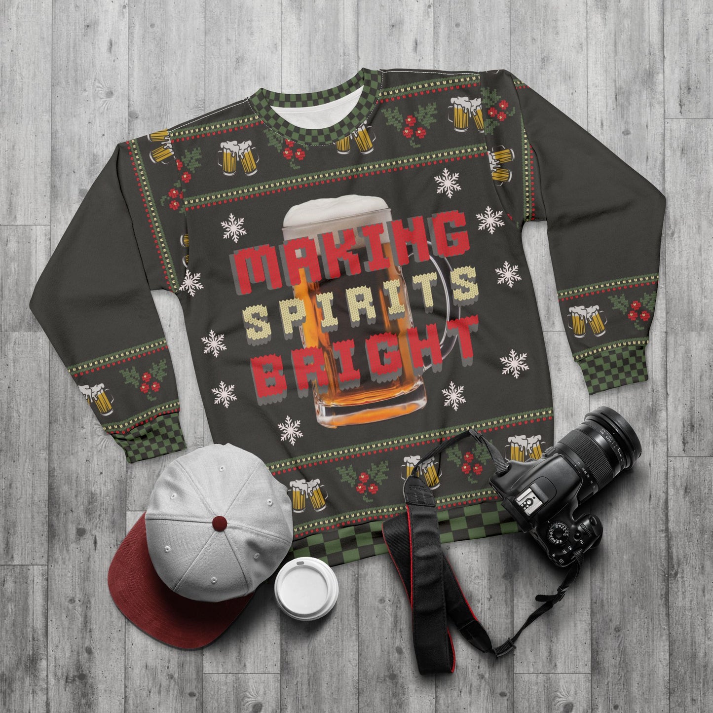 UGLY Christmas Sweater (Sweatshirt) - Mug of Beer "Makings Spirits Bright"