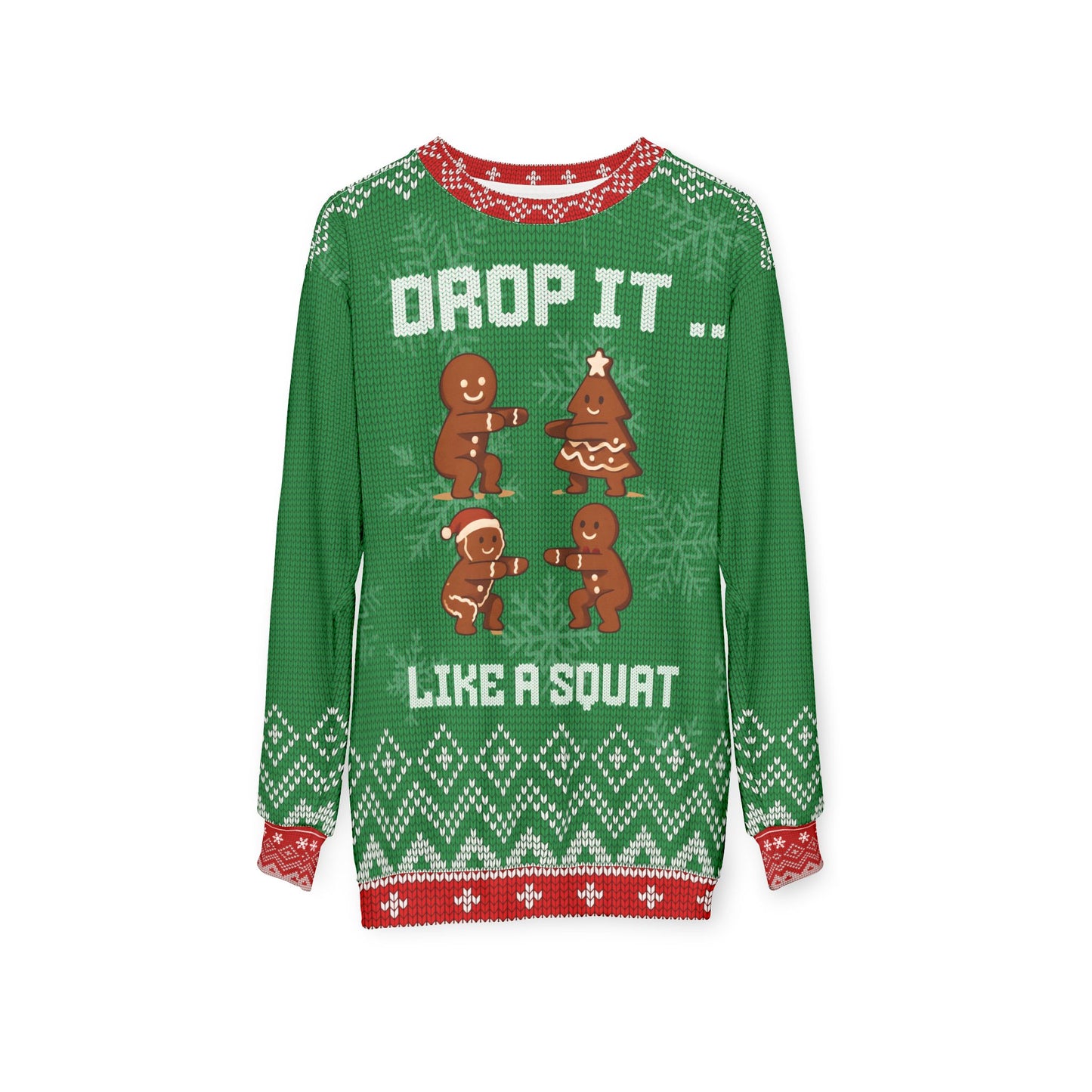 Drop It Like a Squat Funny CrossFit Ugly Christmas Sweater – Gym Lover Holiday Sweatshirt, Fitness Gift for Men & Women, Funny Workout Xmas Jumper**