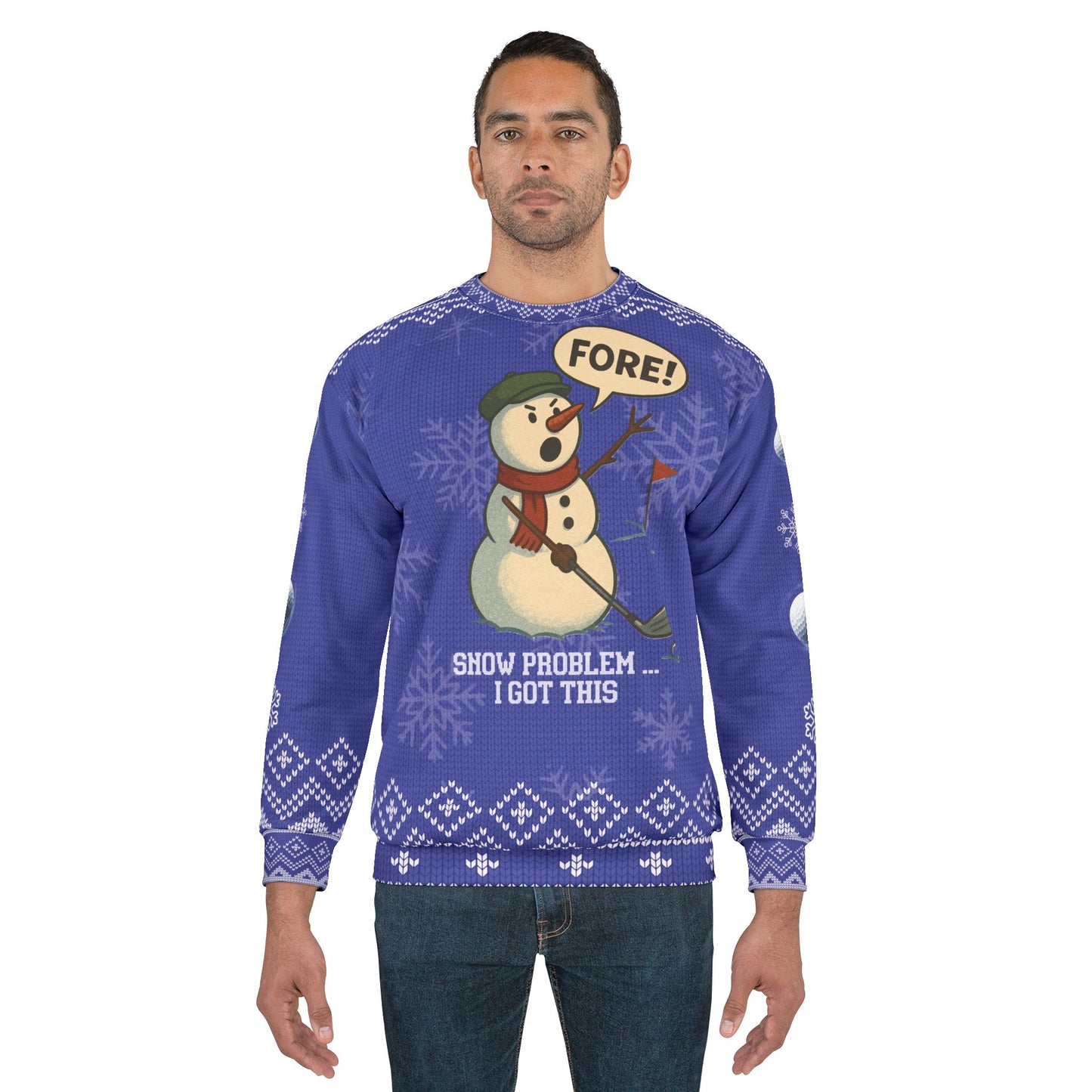 Snow Problem… I Got This Ugly Christmas Sweater – Funny Golf Christmas Sweatshirt | Holiday Sweater for Golfers, Winter Golf Gift for Him or Her