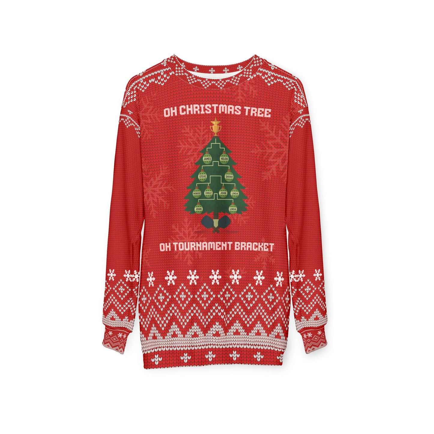 Funny Pickleball Ugly Christmas Sweater | Oh Christmas Tree Oh Tournament Bracket Sweatshirt | Holiday Gift for Pickleball Players
