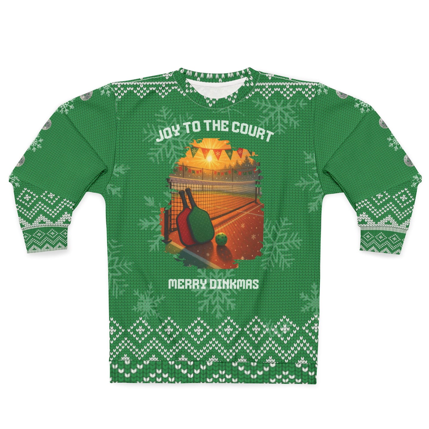Funny Pickleball Ugly Christmas Sweater | Joy to the Court Merry Dinkmas Sweatshirt | Holiday Gift for Pickleball Players & Fans