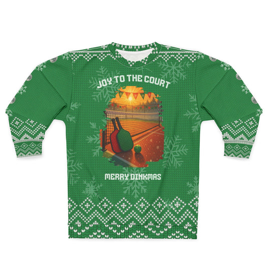 Funny Pickleball Ugly Christmas Sweater | Joy to the Court Merry Dinkmas Sweatshirt | Holiday Gift for Pickleball Players & Fans